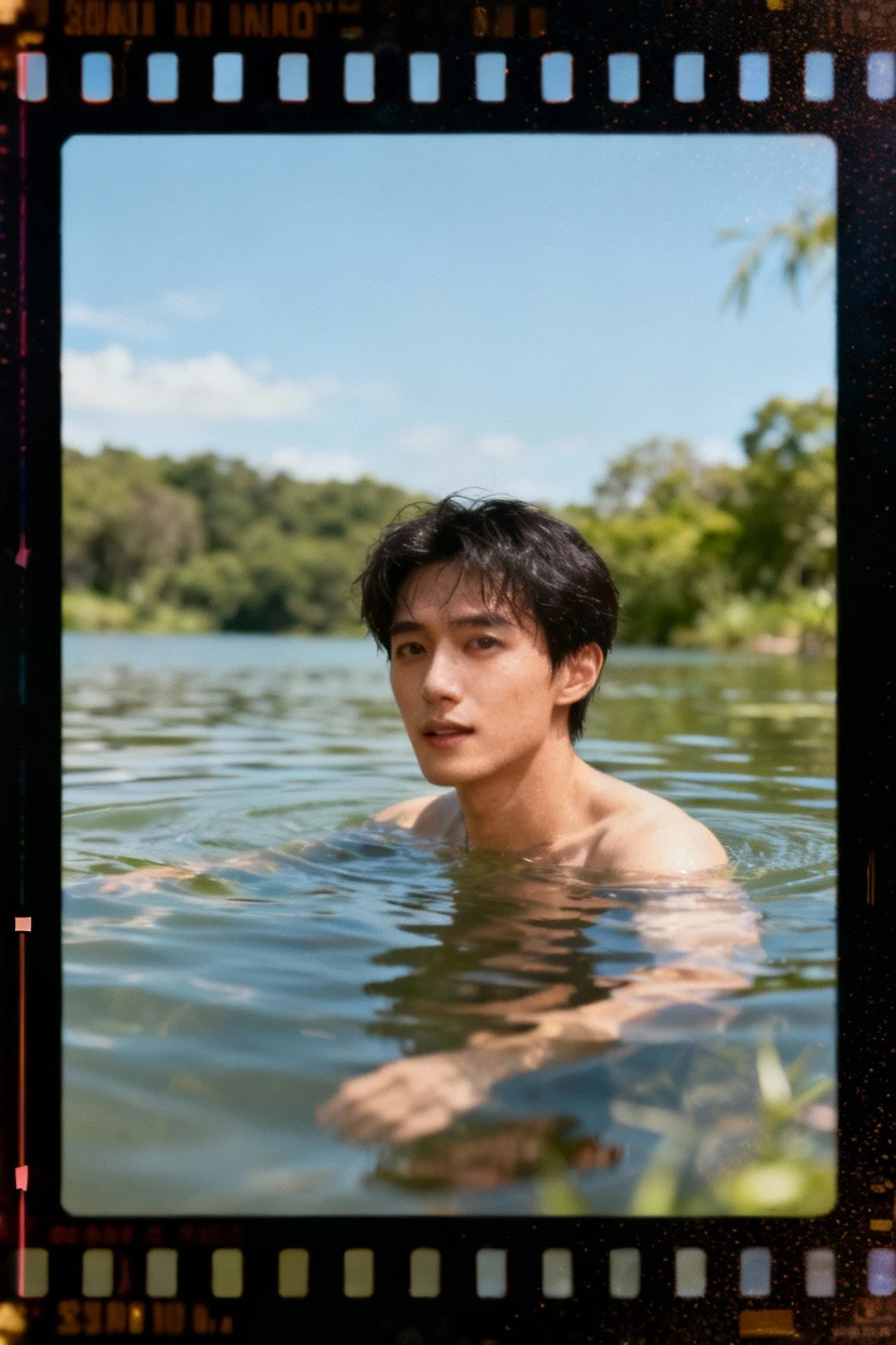 Create an image of a handsome tom holland sitting on a large rock in the middle of a dense forest, posing NAKED for an adult magazine. The man is striking a confident and alluring pose, with a charismatic expression on his face. The natural surroundings are lush and green, with tall trees and dappled sunlight filtering through the canopy. The overall atmosphere should blend the ruggedness of nature with the sophistication and sensuality typical of an adult magazine photoshoot. REAL PENIS, VERY DETAIL