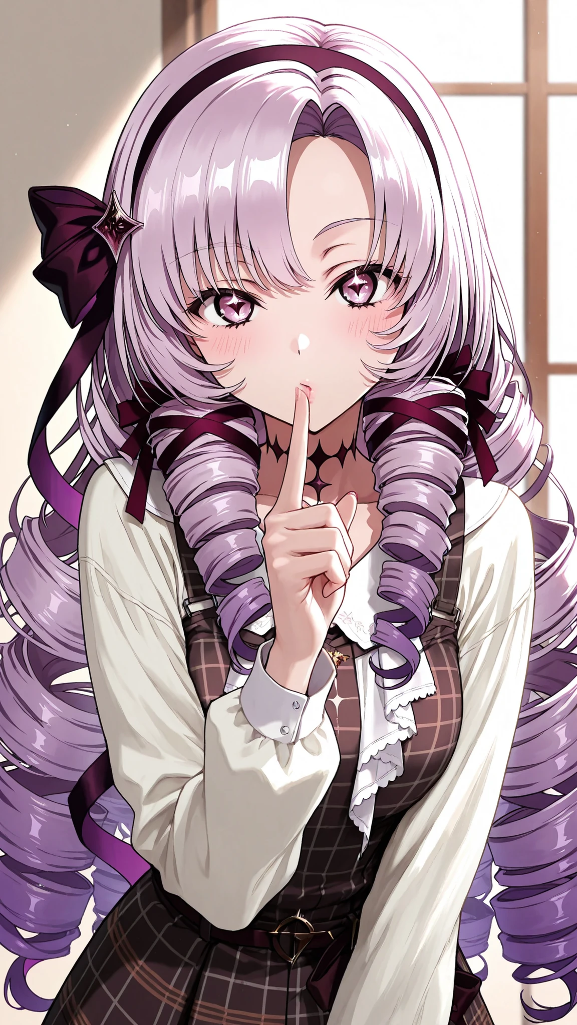 1girl,solo,
high resolution,masterpiece,
Hyakumangen Salome \(Casual\),
Kisses to the fingertips,Put it on your finger,