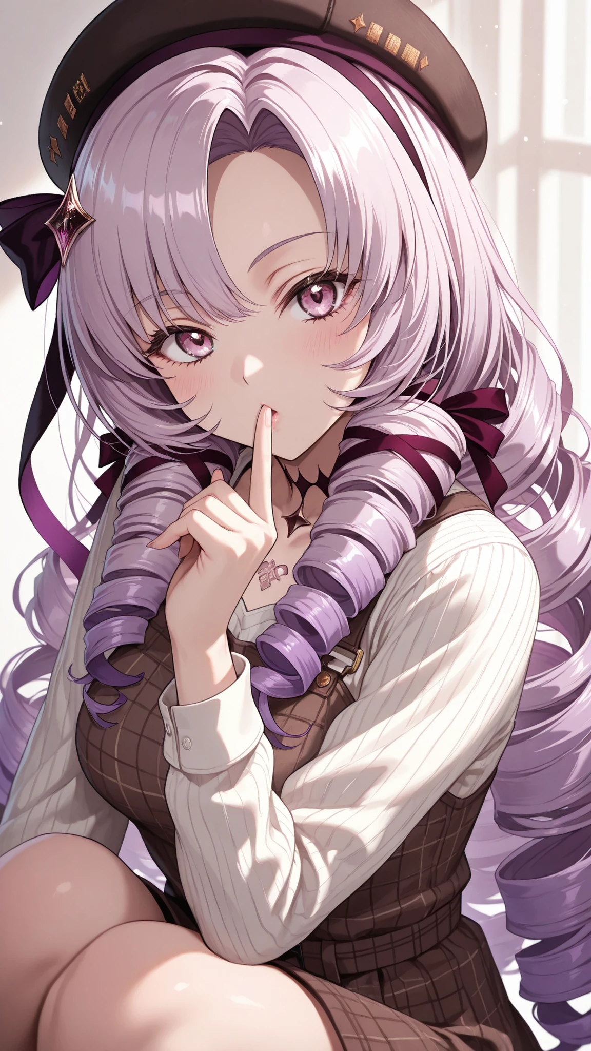 1girl,solo,
high resolution,masterpiece,
Hyakumangen Salome \(Casual\),
Kisses to the fingertips,Put it on your finger,