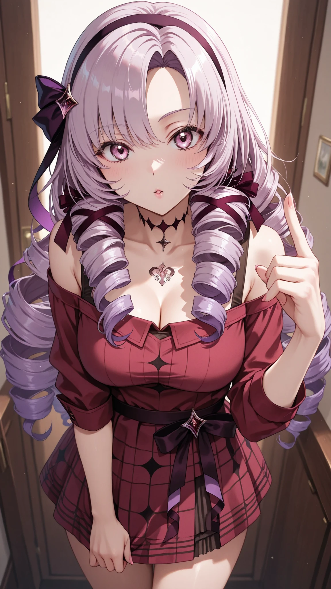 1girl,solo,
high resolution,masterpiece,
Hyakumangen Salome \(Casual\),
Kisses to the fingertips,Put it on your finger,