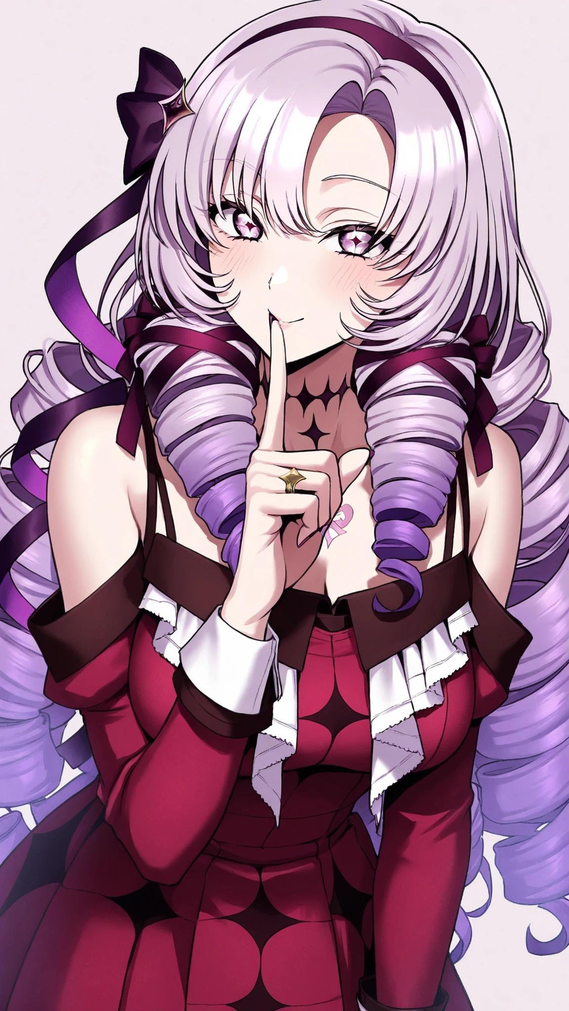 1girl,solo,
high resolution,masterpiece,
Hyakumangen Salome \(Casual\),
Kisses to the fingertips,Put it on your finger,