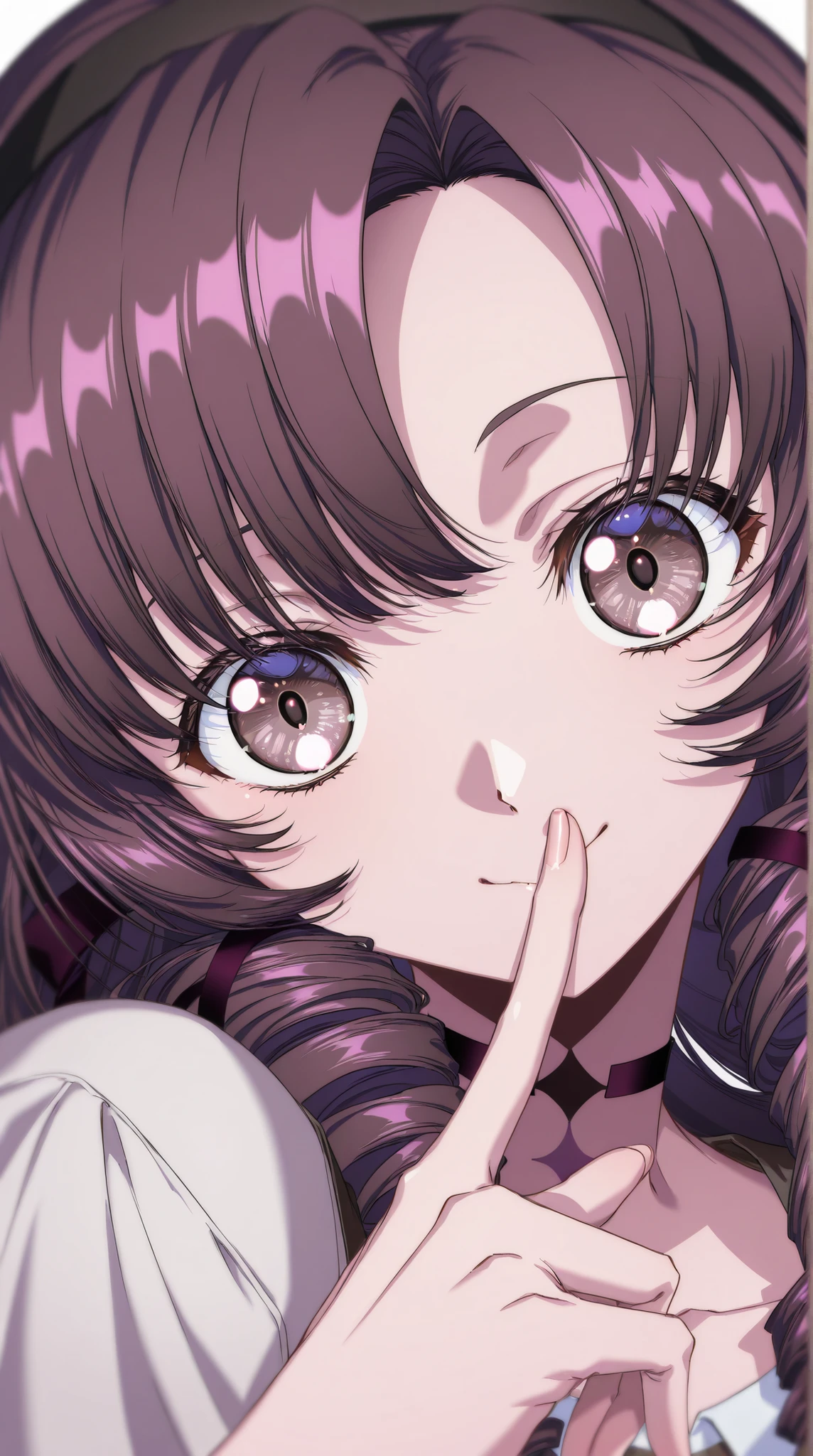 (Yokota Mamoru style),masterpiece, Highest Quality, Newest, high resolution, one girl,stares at viewers,charming smile,(portrait :1.4),1girl,solo,
high resolution,masterpiece,
Hyakumangen Salome \(Casual\),
Kisses to the fingertips,Put it on your finger,