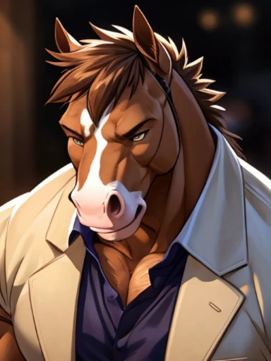 ((Bojack Horseman)), male, solo, overweight, anthro (horse), detailed background, ((bedroom)), natural pose, standing, detailed eyes,  only, white briefs, ((by rov)), (detailed fur, realistic fur texture:1.3), selfie, big bulge, white snout