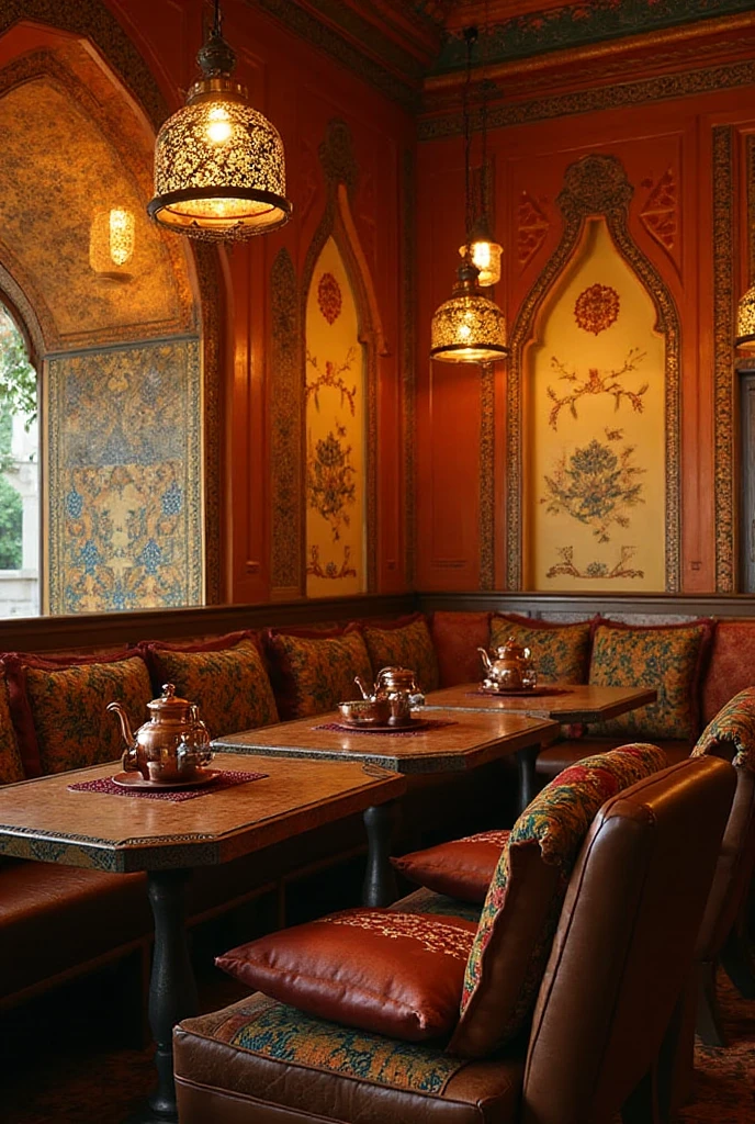 "Interior design of an authentic Algerian restaurant, warm appetite ...