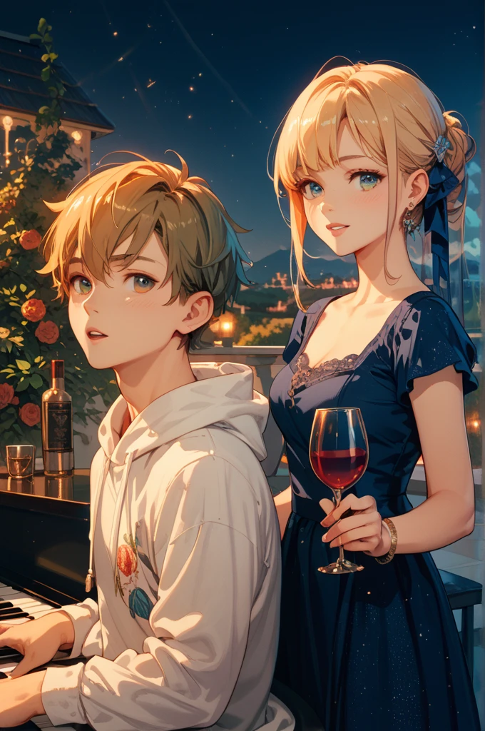 anime picture of a man and woman holding a coca cola, coka-cola advertisement, soda themed girl, high quality fanart, shoujo romance, ballroom background, smooth anime cg art, with a drink, drinking a bottle of coca-cola, anime key visual of elegant, sakimi chan, lovely couple, bubbly scenery, anime girl drinks energy drink, cute art style((((Completely )))) ((())) (((Long Hair))) (((Toddler girl))) (((5 years old)))