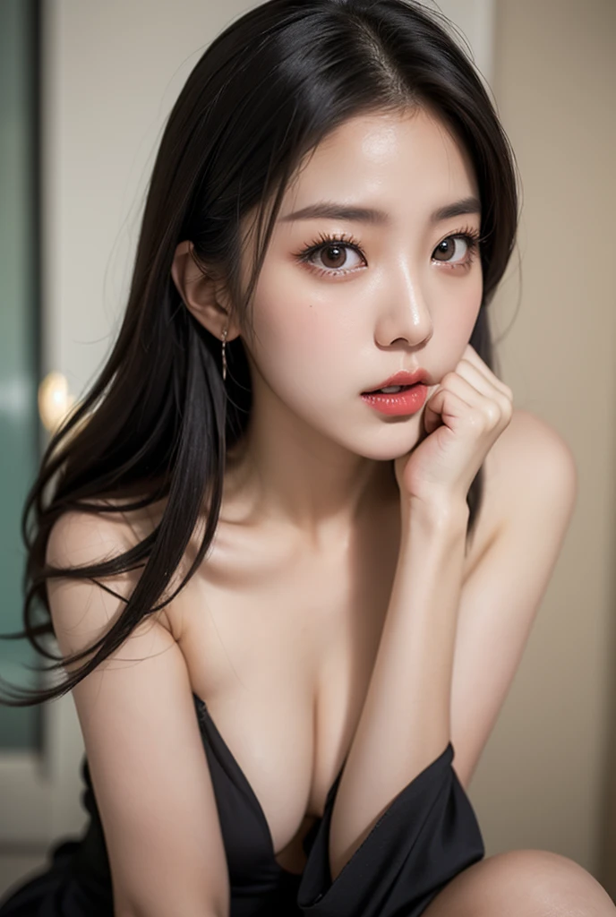 Training scene in a well-equipped gym、Exposed  underwear、traning、gym、fully equipped gym、Free training at the gym、Photorealistic images of solo idols, Morning Musume inspired by Eri Kamei, Radiates charm and beauty with plenty of bust and subtle exposure of cleavage. The image is、Must reflect a real person of the highest quality, Powered by Ultra-HD (16 K) resolution, crisp detail, Vivid colors, Dynamic Range, Soft bokeh, Fine texture, Realistic realism, Pin Sharp Focus. Lighting is、Face that is、In the glow of city lights、 The camera setup is、Nikon D850 and NIKKOR Z 58mm     F。/0.95 S Noct lens,  The setting must be ISO 64, F/0.95, Shutter speed is 1/60. --ar 16:9 - V5.1 --Style raw --Q 2 --S 750