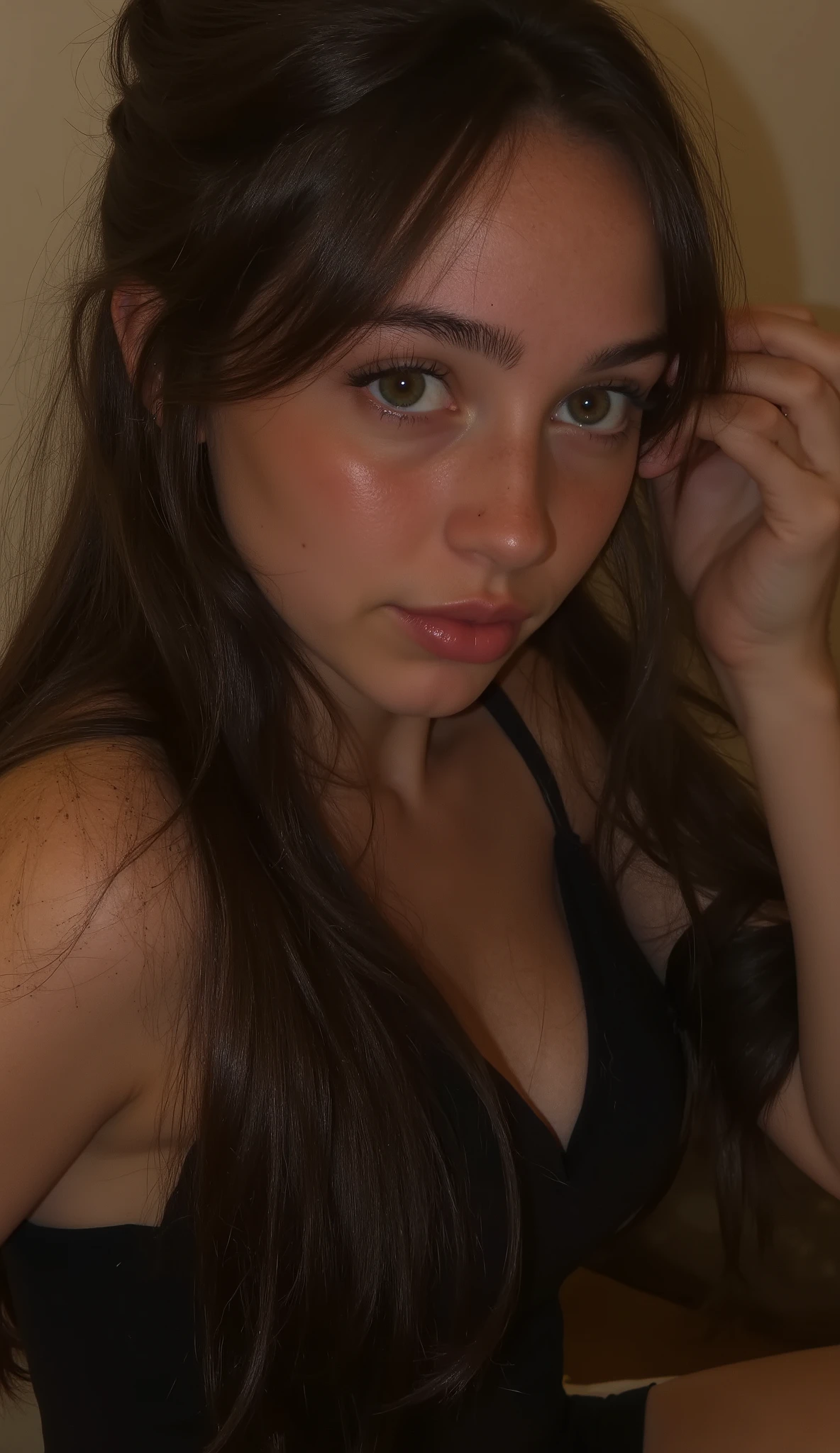 Ultra-realistic extremely high definition 8K RAW analog epic portrait photograph, young brunette Polish girl, brown eyes, amateur photo, looking on camera, dynamic pose, 1, foto perfil, 2, she’s in sexy mini tight dress, ((she’s have slim waist and large 70d breasts)), ((fit slim body)), Anatomically Correct, full body photo, ((Textured Skin)), (dynamic pose), alfx, early 2010s snapshot photo captured with a phone and saved as IMG_2018.CR2