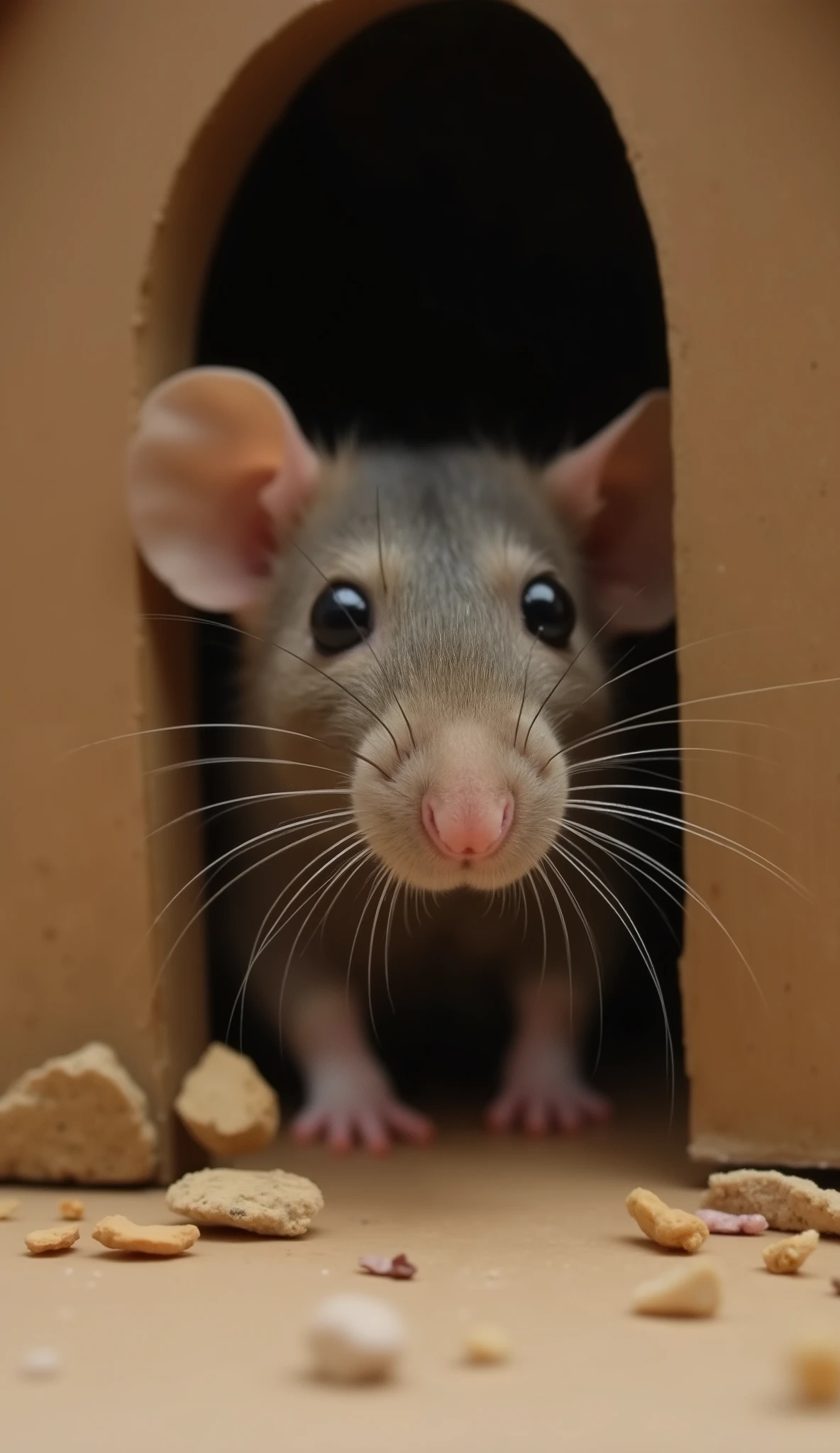 tiny little rat sad and lonely inside house in realistic images