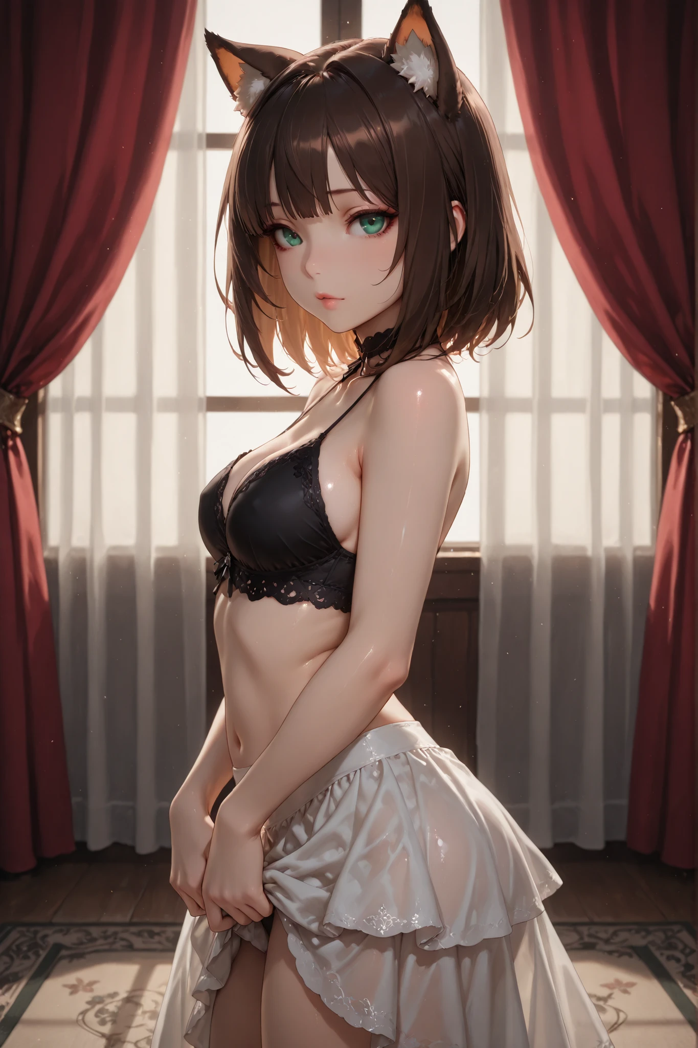 (masterpiece, ultra-detailed, 8k, rich-contrast, (radiant, smooth skin:1.1)),
wears a chiffon (clothes dampness:1.2), (clothes clinging to her skin:1.05)