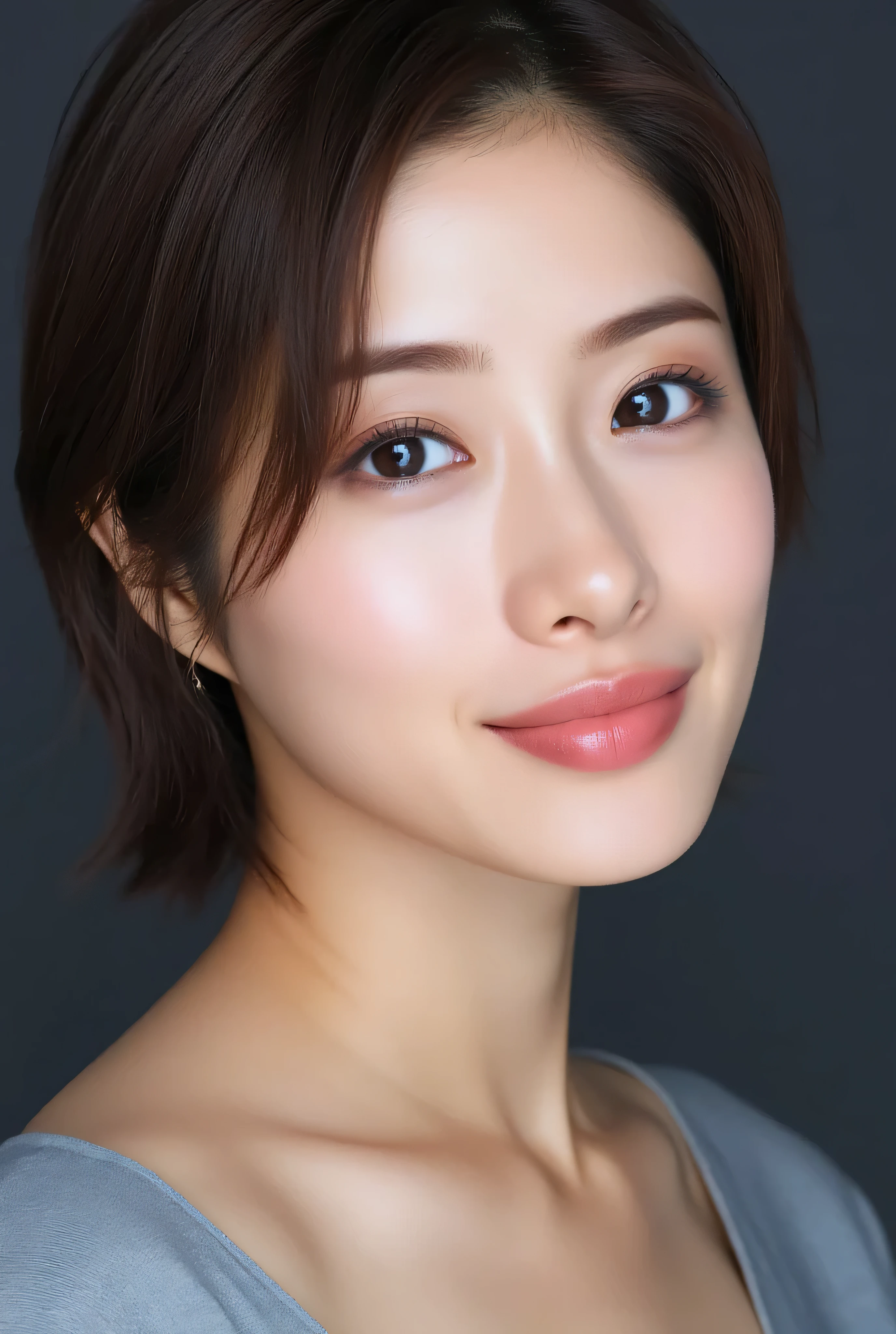 ISHIHARASATOMI,looking at viewer, beautiful skin, beautiful eyes, beautiful face, make up, masterpiece, Super Details, Best lighting, Realistic and Realistic Pictures, high definition RAW color pictures, slightly smile, highly detailed eyes, asian