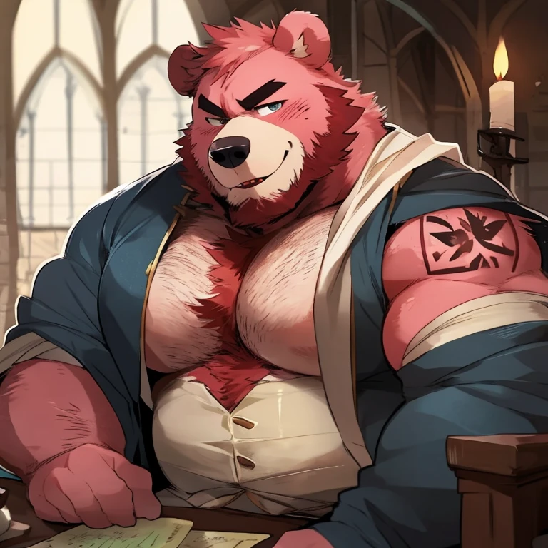 furry, anthro, black bear:1.5, average male, his  are big smooth and hairless, his  is short fat saggy and , he is holding his  while sitting in an throne inside a castle:1.7, dripping, , leak of :1.8,  of :1.8,  in everywhere,  on belly, super detailed, detailed face, best art, 8k, vibrant, by snowskau:0.4, by taran fiddler:1.8, by RedRusker:1.8, art stile, 3D, halfbody,