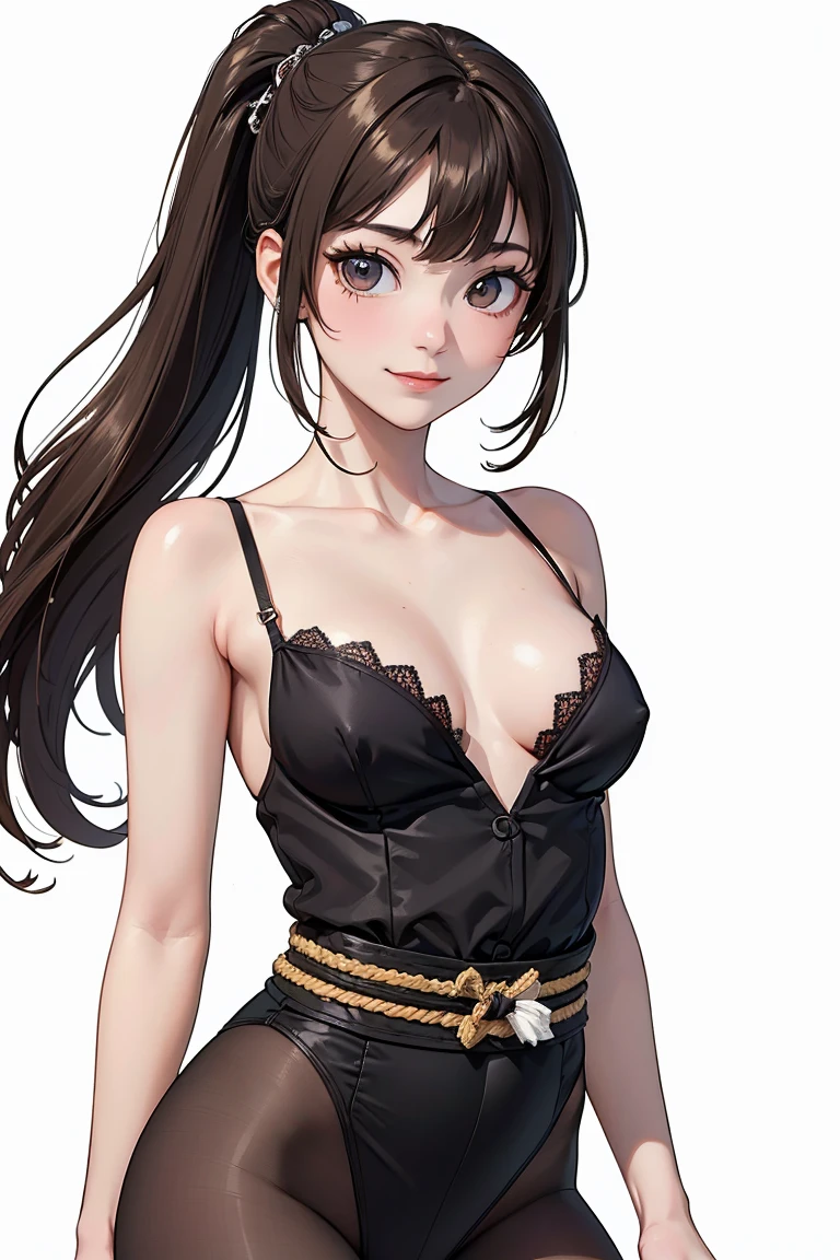 indoor, otaku room, female, bishoujo, blush, (light smile), (long hair), (black hair), (diagonal bangs), bracelet, choker, transparent clothes, bare_shoulders, short shorts, bare_legs, see-through legwear, standing, arms behind back, available light, masterpiece, best quality, official art, extremely detailed CG unity 8k wallpaper, highly detailed, absurdres, exquisite facial features, prefect face, shiny skin, 8k resolution, solo, lipstick, glowing eyes, Panorama --auto --s2
