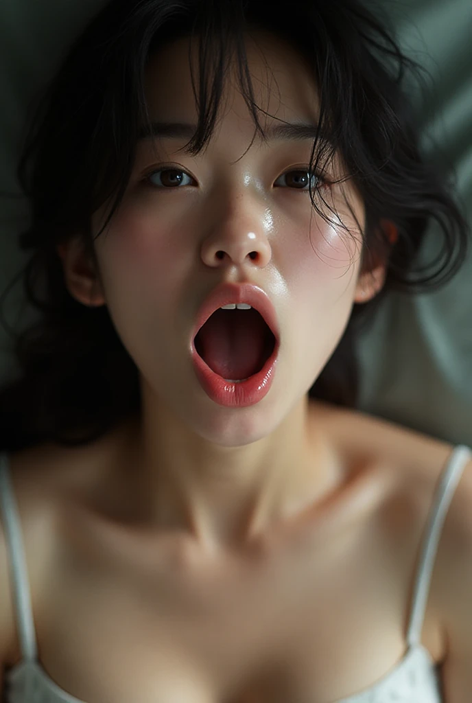 (masterpiece:1.2), (highest quality), (visible everywhere:1.3) ,(Super detailed), (8K, Complex), (lens 135mm,F1.8), (realistic)(black background:1.3), portrait photography, side lighting,Edge lights up,best shadow,Area light source,perfect ,perfect face shape,perfect for women,finest female body,Improves skin texture,fine cloth pattern,Precise beauty,delicate and delicate skin，highly detailed skin，pale skin，delicate hair，glowing skin，Highly detailed face and skin texture, shiny skin, vivid details, 超realistic, Fine and beautiful skin, 1 female, 30 years old, japanese woman, (thin：Weight 1.0), :1.3, ((((( on face and in mouth)))))、(((((A huge amount of  is overflowing)))))、((((()))))、((medium hair, straight hair, straight hair, bangs:1.3, brown hair))，perverted woman, (Business service, ofiice suits, white blouse, tight mini skirt, , ), (((Cowgirl))), A buttoned-up shirt flaps), necklace, (((frown、open your mouth、squint your eyes))), (((from below:1.5, looking at the viewer:1.3))), throw, Female dog, ,