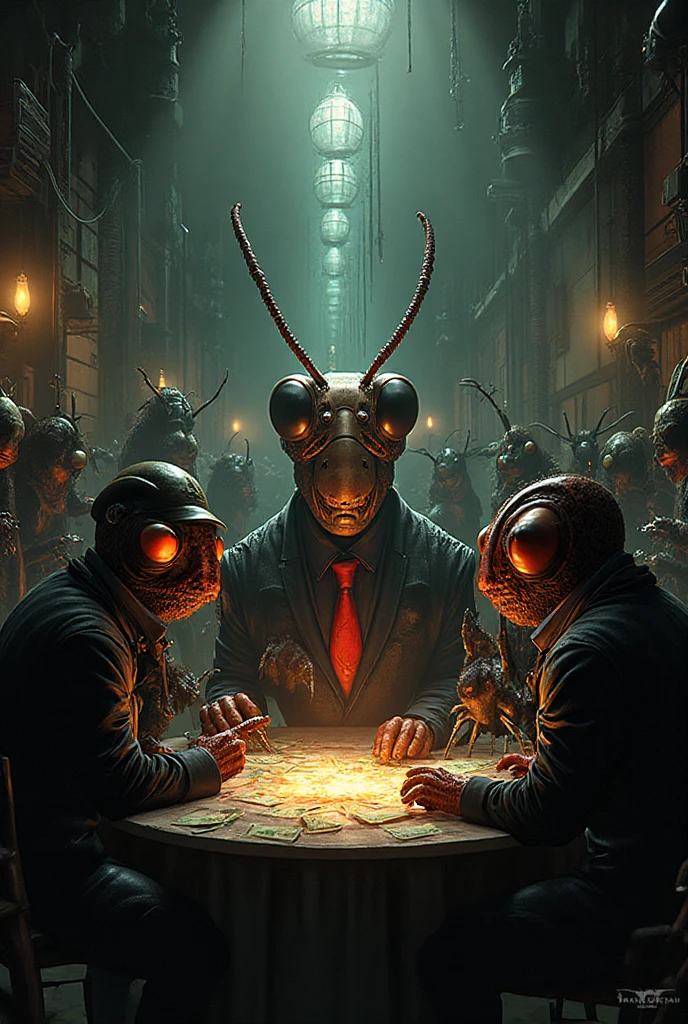 a humanoid cockroach in a trench coat and a wax human mask, attempting to mimic humans in new york city, hyper-realistic, cinematic lighting, moody, dark, gritty, cyberpunk, intricate details, award-winning concept art, 8k, photorealistic, masterpiece