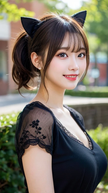 masutepiece, Best Quality, Illustration, Ultra-detailed, finely detail, hight resolution, 8K Wallpaper, Perfect dynamic composition, Beautiful detailed eyes, Women's Fashion Autumn,Straight hair,small ,Natural Color Lip, Bold poses,Smile,Harajuku、20 years girl、Cute、 shot looking at camera
