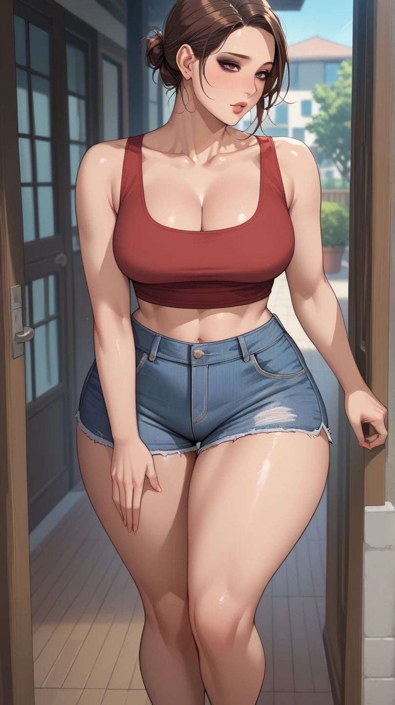 Anime girl with long hair, (((tank top))), anime moe art style, Anime visuals of cute girls, Anime Best Girl, pretty anime girl, Smooth, Seductive Anime Girl, charming anime girls, Cute anime girl, portrait of cute anime girlbabes, Shining eyes, big ?????, full body, curvy body, tight shirt, beautiful body, hot body, 8k utrra hd, high quality