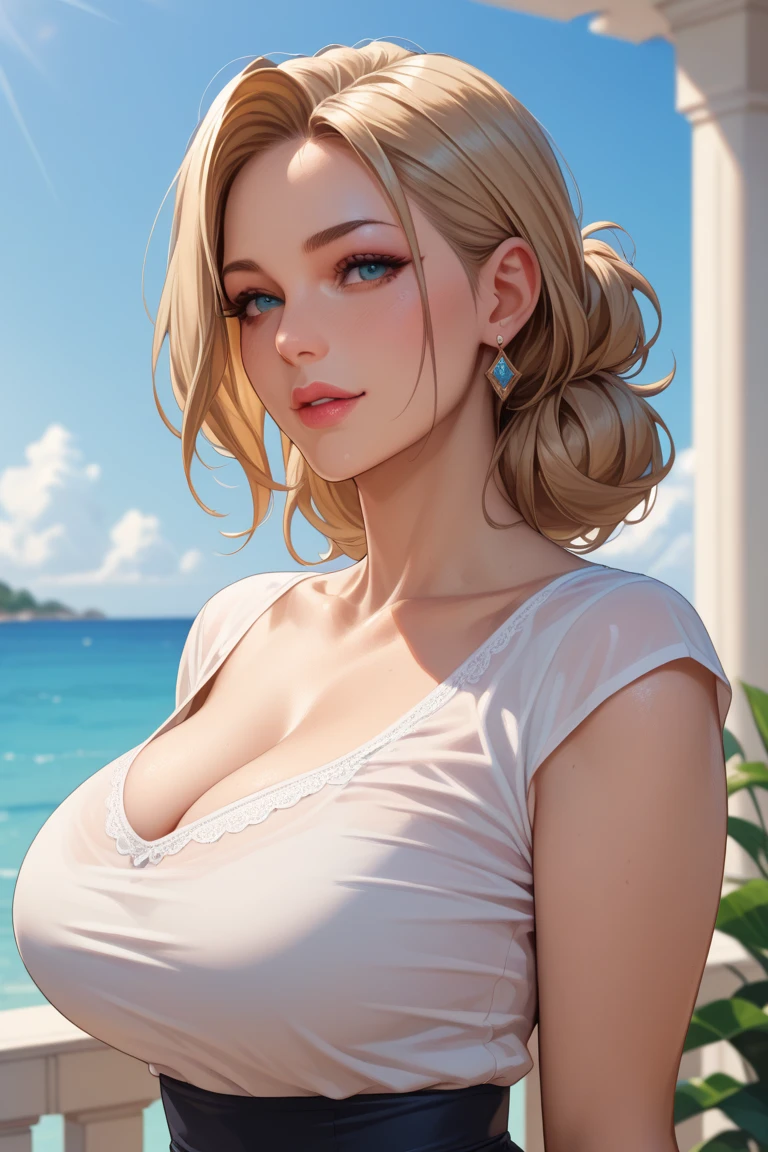 score_9, score_8_up, score_7_up, score_6_up, score_5_up, score_4_up, __a woman wearing sunglasses near a waterway while on a boat ride, 1girl, solo, realistic, sunglasses, breasts, jewelry, blurry, necklace, blurry background__