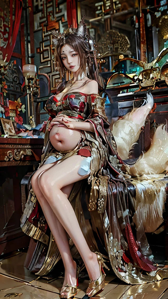 Crime Princess, Criminal's Cell, Locked, Half Squat, Pregnant Belly, Head in Hands, Armpits, Pearl Jewelry, Princess Crown, Barbing: 1.3, Foot Chain: 1.3, ???? Translucent Dress, Stiletto Heels Insulation Heels, French Pointed Toe Heels: 1.3, ??????????? Sagging, White Skin, 8K,