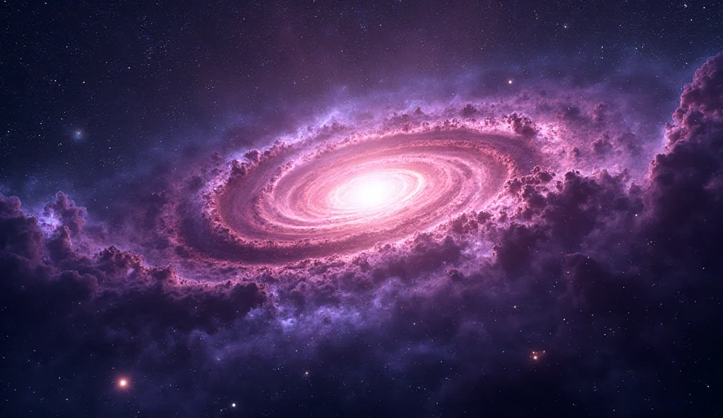 The abyss of space that spreads infinitely。giant nebulae emit purple ...