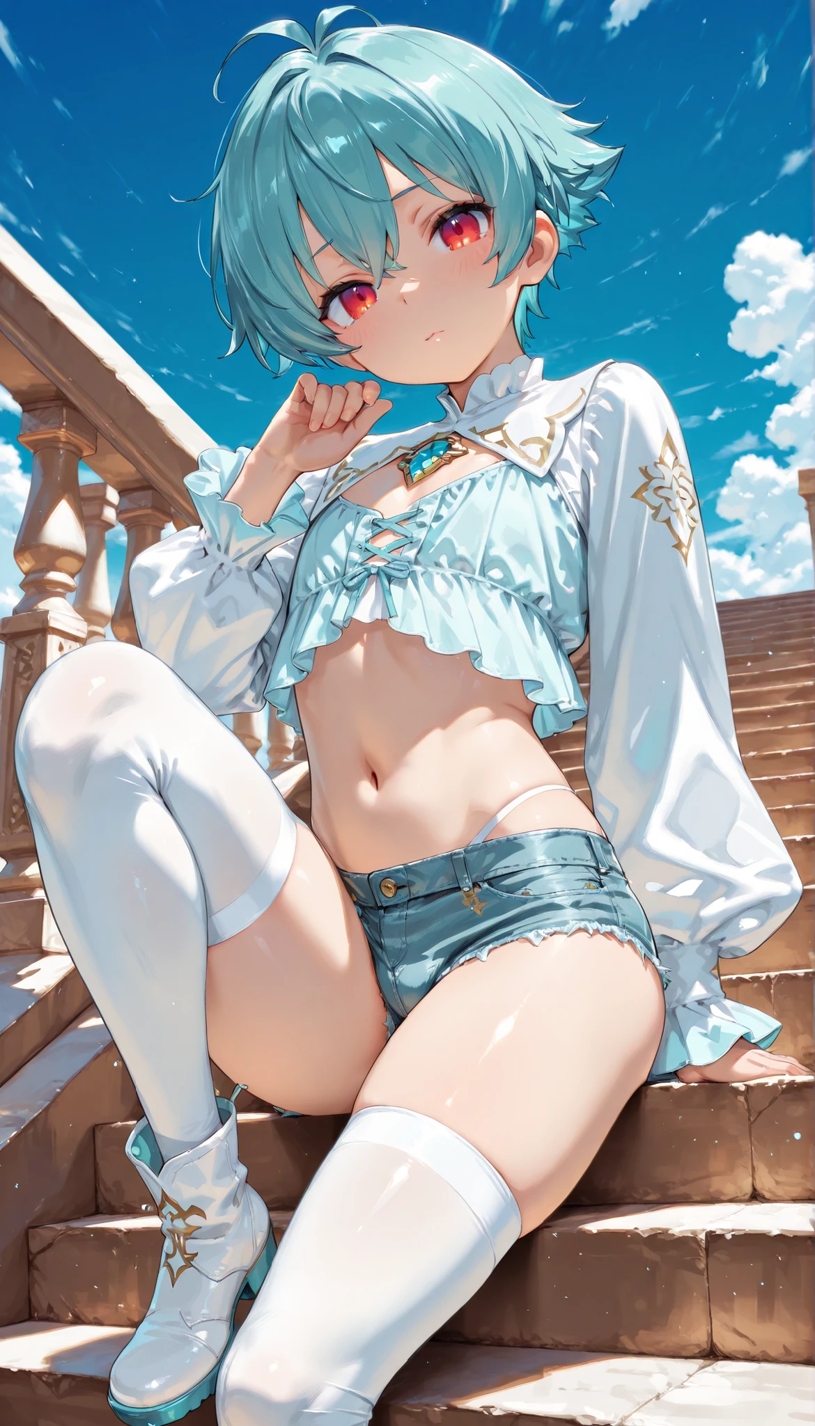 (masterpiece:1.8),(Highest quality:1.8),(Very detailed:1.8),(8k:1.8),(Ultra-fine Illustration:1.5),,,Straight low twintail,Flat Chest,Small Ass,(High-grade ,,lingerie:1.4),(Prayer Pose:1.5),Vintage sofa,,(Full body angle), Rainbow Gradient, Foundation, (bra:1.3), 