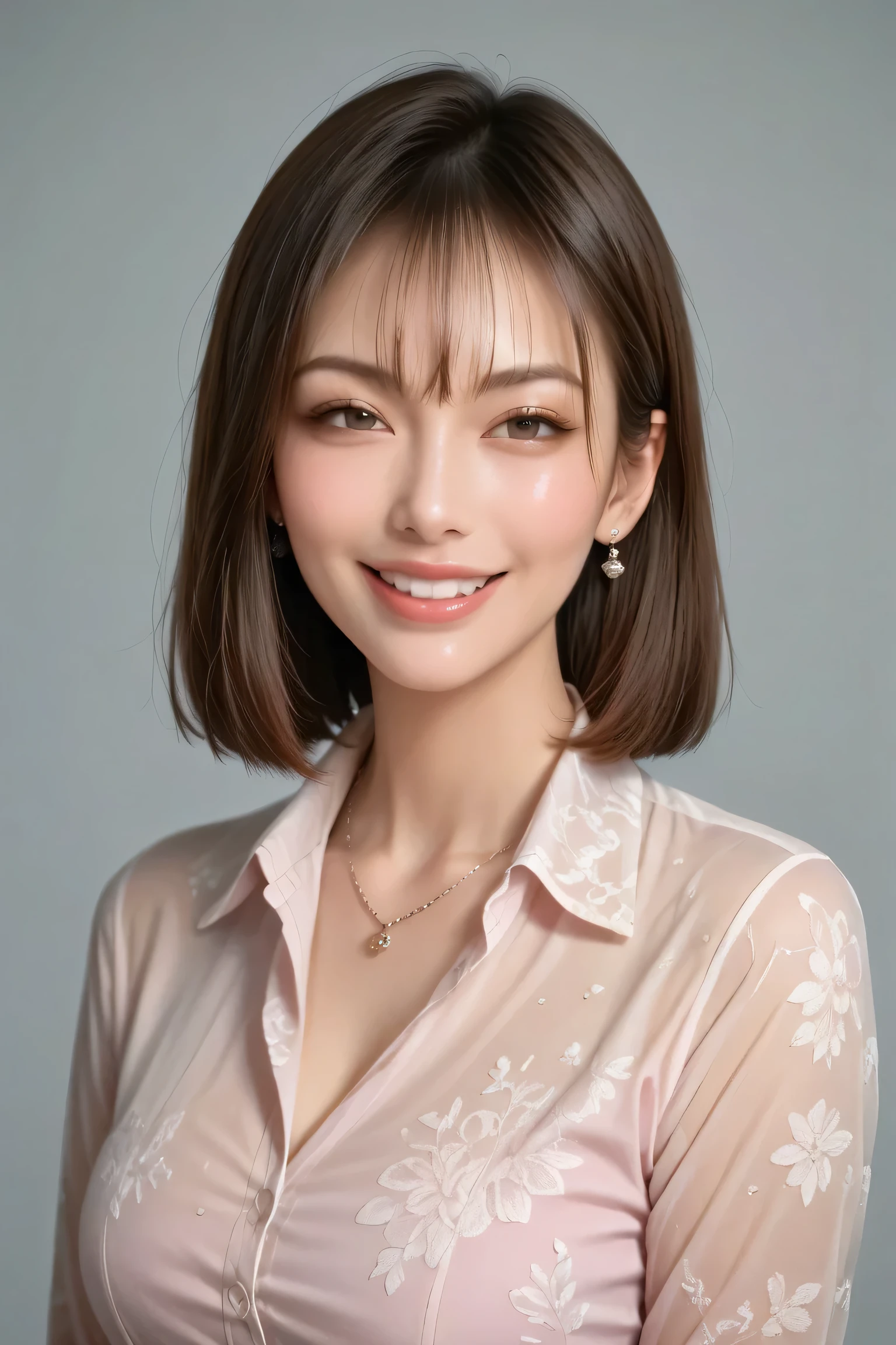 score_9, score_8_up, score_7_up, masterpiece, Highest Quality, 1 Japanese adult female, 40 options , cowboy shot, beautiful faces, Confident Posture,
pink silk blouse 、Tight Black Miniskirt, Refined silhouette,
Intelligent smile, full lips, 黒い髪, beautiful skin,
minimalistic gallery backgrounds, soft and dramatic lighting, direct line of sight, and sensual & Intelligent