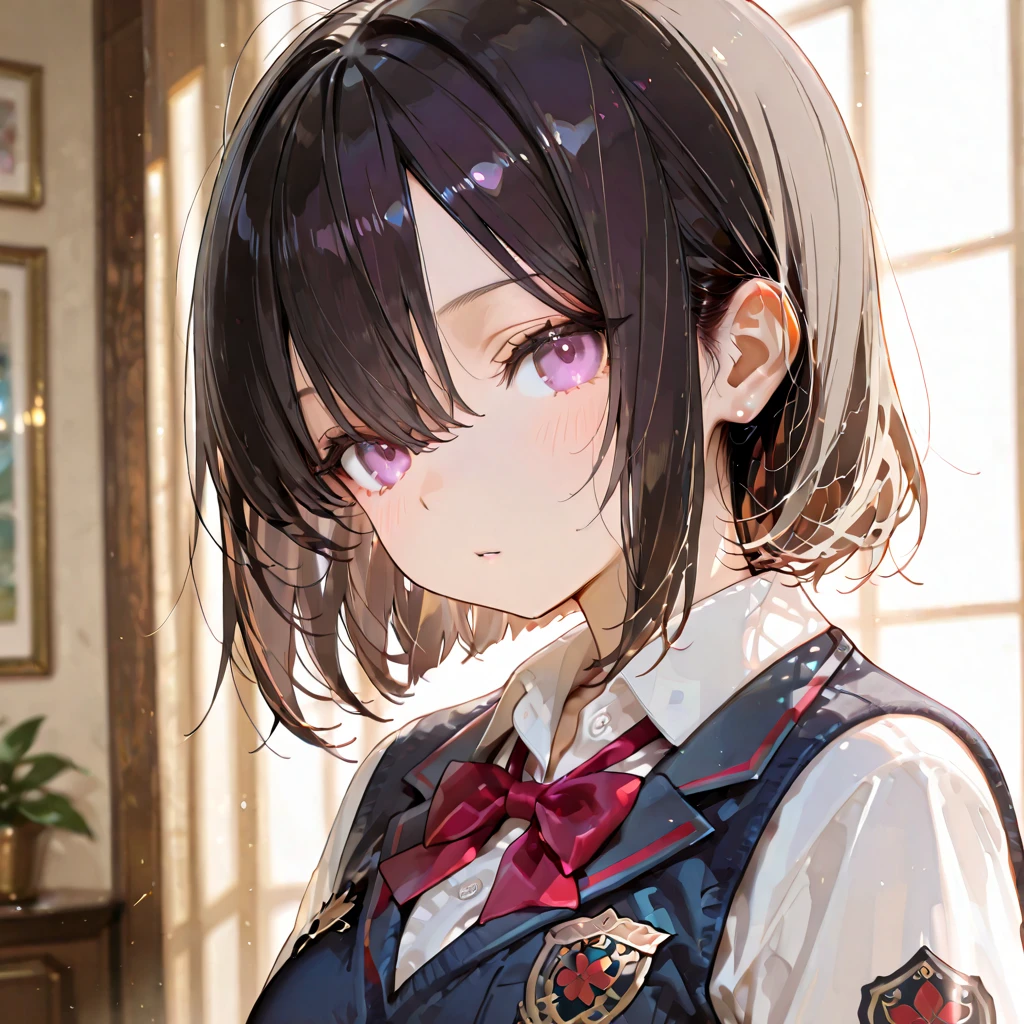 heterochromia blue red, , garreg mach monastery uniform, black hair, medium hair,