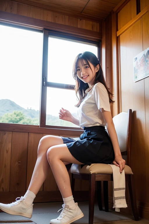 (18years old:1.2),(insincere laugh:1.2),(looking away:1.3),8k,RAW portrait of japanese girl,photorealistic,ultra high res,best quality,
BREAK
(school uniform:1.2),(from below:1.2),sitting on chair,crossed arms,(panty shot:1.2),(messy room:1.4)
BREAK
(natural skin texture,detailed skin, hyperrealism,ultra sharpness),intricate details,Depth of field, dim lighting,韓国アイドル、乃木坂アイドル、グラビアアイドル、女優、fashion model posing