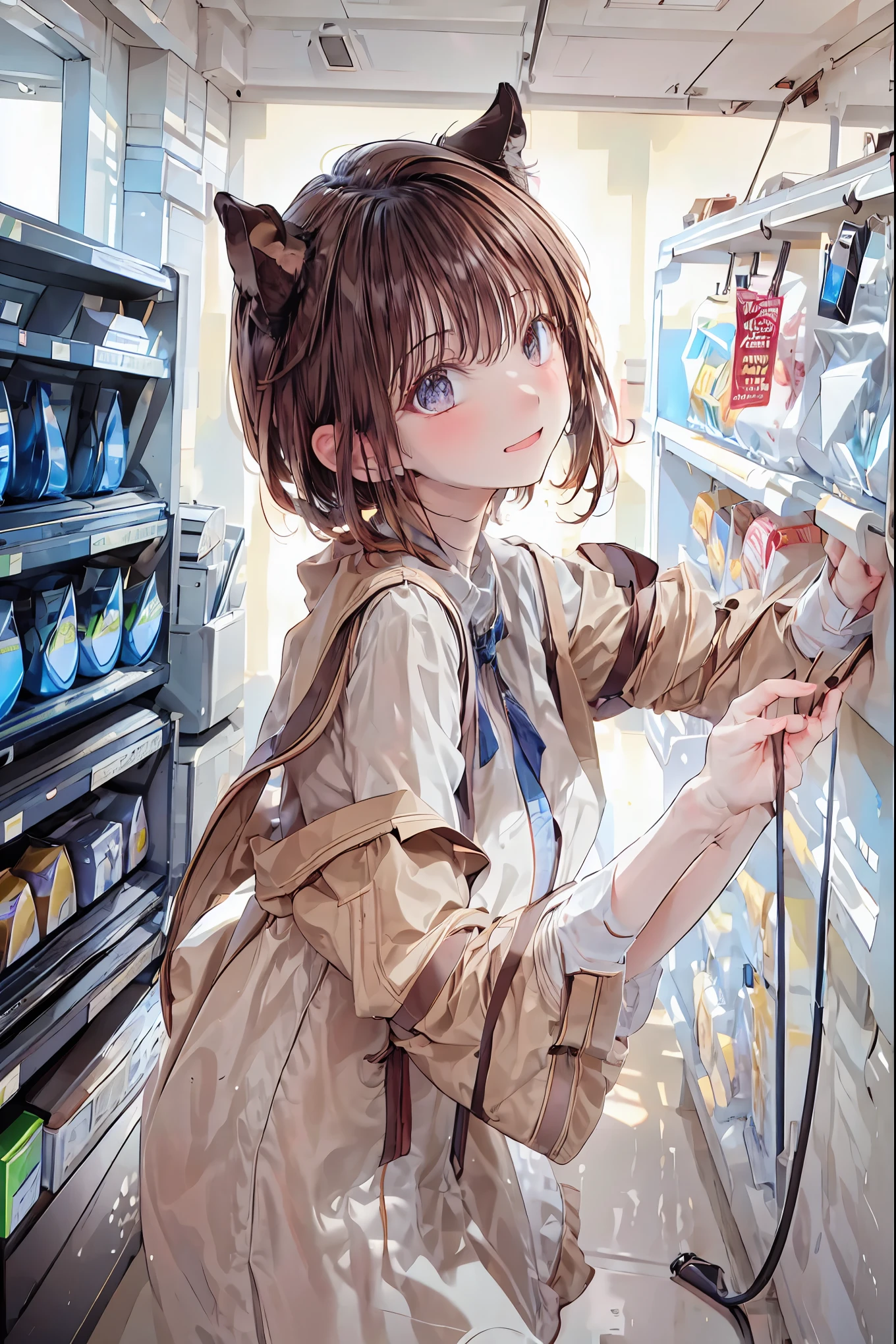 Convenience store in hell，girl clerk ，Customers with different shapes