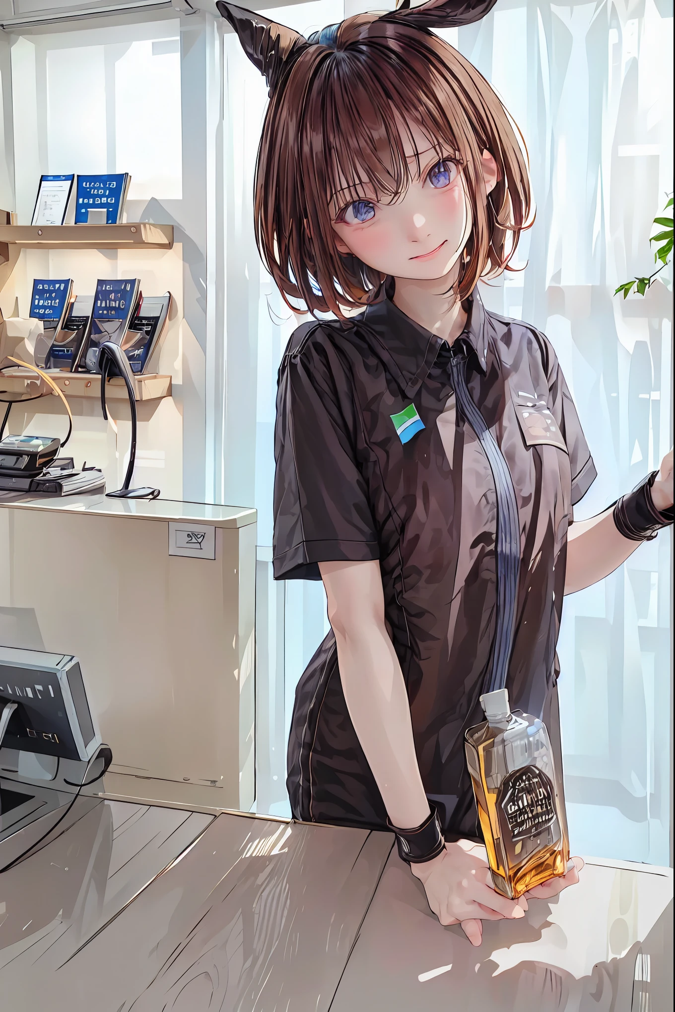 Convenience store in hell, Opening in the middle of the night, what lines up at the cash register are shadows that don't exist during the day, Satanic, clerk at a small liquor store has drunk, inhuman strange customer, hellish atmosphere, Vivid Color, Sad Feelings, Detailed Realistic, 4K, high quality, Extremely colorful, dim lighting, born々Impressive realism, Conceptual Art, digital illustration, Professional, Dramatic