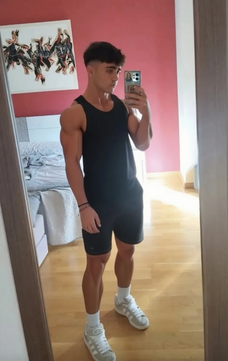 Musculoso, defined abdomen, coxas definidas, ombros largos