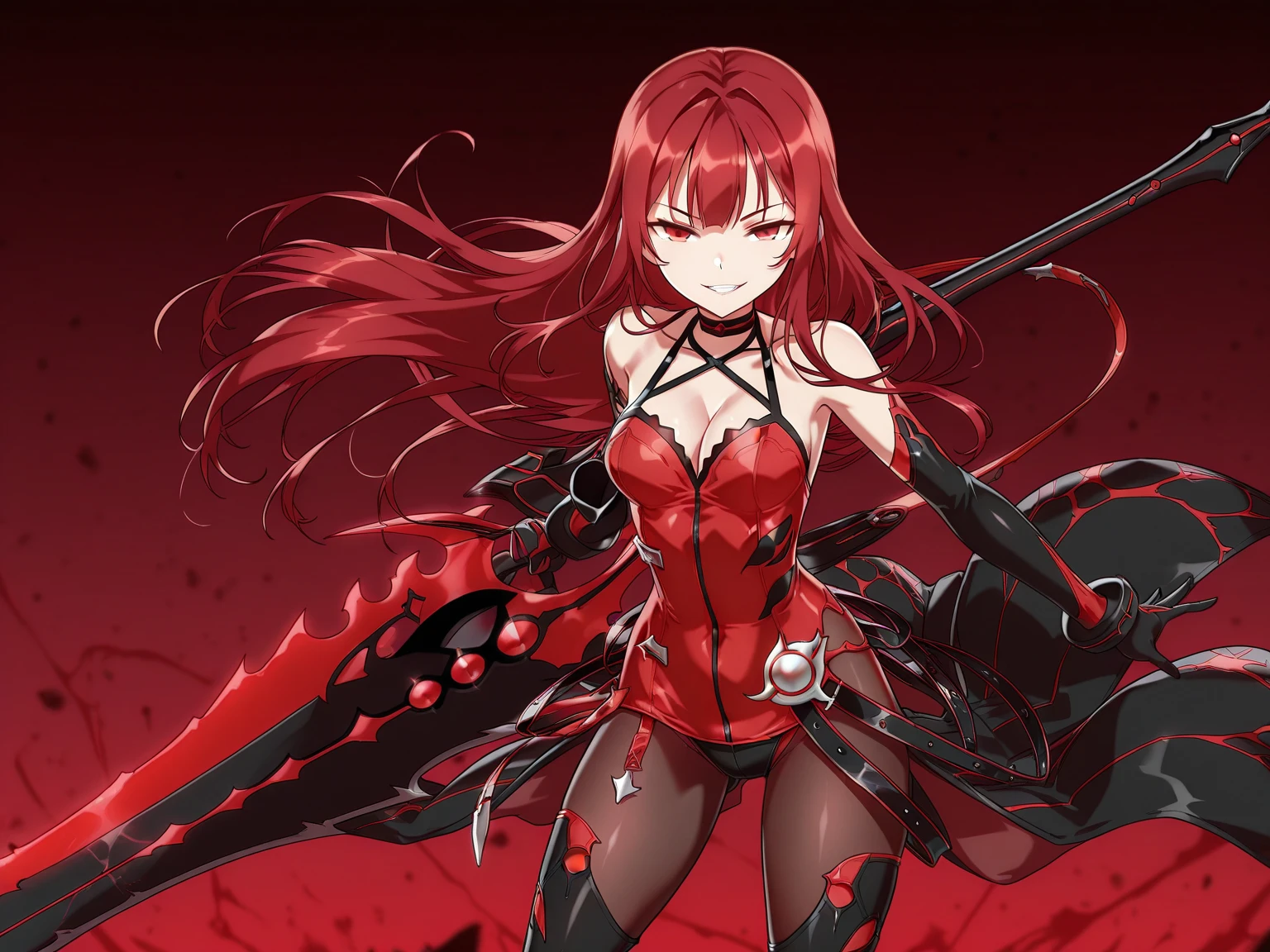 Anime character in red and black costume, glamorous angel digimon, full body, Red armor, ryuko matoi, lava and fire goddess, gurren lagann, Girl wearing mechanical cyber armor,scarlet armor,armor girl, 女性アクションanime girl, anime female hero portrait, Girl wearing mechanical cyber armor,Arafed image of a woman wearing spear and armor, Panoramic view of the dark magician, armor girl, wearing witchblade armor, anime figures, black and red armor, in monster hunter armor, lady in red armor, biomechanics ,  armor female knight, anime figures,A woman wearing two-tone body armor of red and black,anime goddess,A girl wearing vermilion armor all over her body,Anime character wearing red と黒 cyber armor holding a red and yellow length spear,ironman suit, anime manga robot!! anime girl, lady in Red armor, red demon armor, Red armor, lava and fire goddess,symphogear,Body Armor,未来的な衣装のanime girl,((masterpiece))、(very detailedなCGユニティ8k壁紙)、最high quality、enlightenment、beatiful detailed eyeeautiful detailed hair、very_length_hair、1 girl、universe、solo,vermilion_armor,cleavage, armor,mecha musume、mechanical parts,masterpiece、最high quality、super detailed、very detailedなenlightenment、very detailed、intricate details、High resolution、超intricate details、very detailedな8K CG壁紙,headgear,starry sky,Also々facial expression,Alsoとした顔,serious expression,beautiful anime high school girl, anime moe art style, 超realistic girl高生, Seductive anime girl, anime girl, realistic girl, 魅力的なanime girl, 超realistic girl高生, anime girl,8K UHD, High resolution,Very detailed CG, high quality shadows, Beautiful and delicate face in every detail, ディテール美しいdelicate eyes,break(very detailedな8k壁紙),(Hvery detailed CG 8K wallpaper),Escape to (chainsaw man),Scathach (destiny/grand order),Reika Shimohira ,high resolution,very繊細で美しいCGenlightenment,最high quality,realistic skin feel,realistic fabric,realistic texture,beautiful thighs,toned legs,beauty of footboard, thin waist,(((table top))), (((最high quality))),8K,32K,masterpiece,beautiful attractive anime woman,Super fine,super detailed,High resolution,超realistic girl高生,Masseter muscle part, 最high quality, high quality, High resolution, fine texture, high qualityの影, high detail,finely,1 girl in,high school student,soloで,I,one personだけ,one personで,one person,That kind of thing,Adult-like atmosphere,neat and length legs.beautiful thighs,toned legs,beauty of footboard,8 head body,身length:171cm,mature girl,Reddish-purple hair,Reddish-purple hair,Purple hair,cassis colored hair,silky and smooth hair,Colorful hair,Straight hair,beautiful hairl,彼女は首にnecklace身に着けています,necklace,ビーズnecklace,magatama accessories,slight smile,colorful eyes,green eyes,jade eyes,beautiful eyes,bright eyes,delicate eyes,jewel-like eyes,jade eyes,droopy eyes,(green eyes:1.5),cowboy shot,symphogear,cyberpunk city background,anime mech armor,SF, {Symphogear:1.15},Anime Mecha Aesthetics,standing,Character Design,plug suit,Precision painting,(((Detailed details))),(((artwork))),