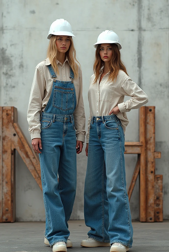 two attractive  women one blonde wearing black skinny jeans, one redhead wearing dark blue skinny jeans, high heel pumps, white blouse, standing in a crowded bar,  wetting, big smile,  stains are gleaming wet
