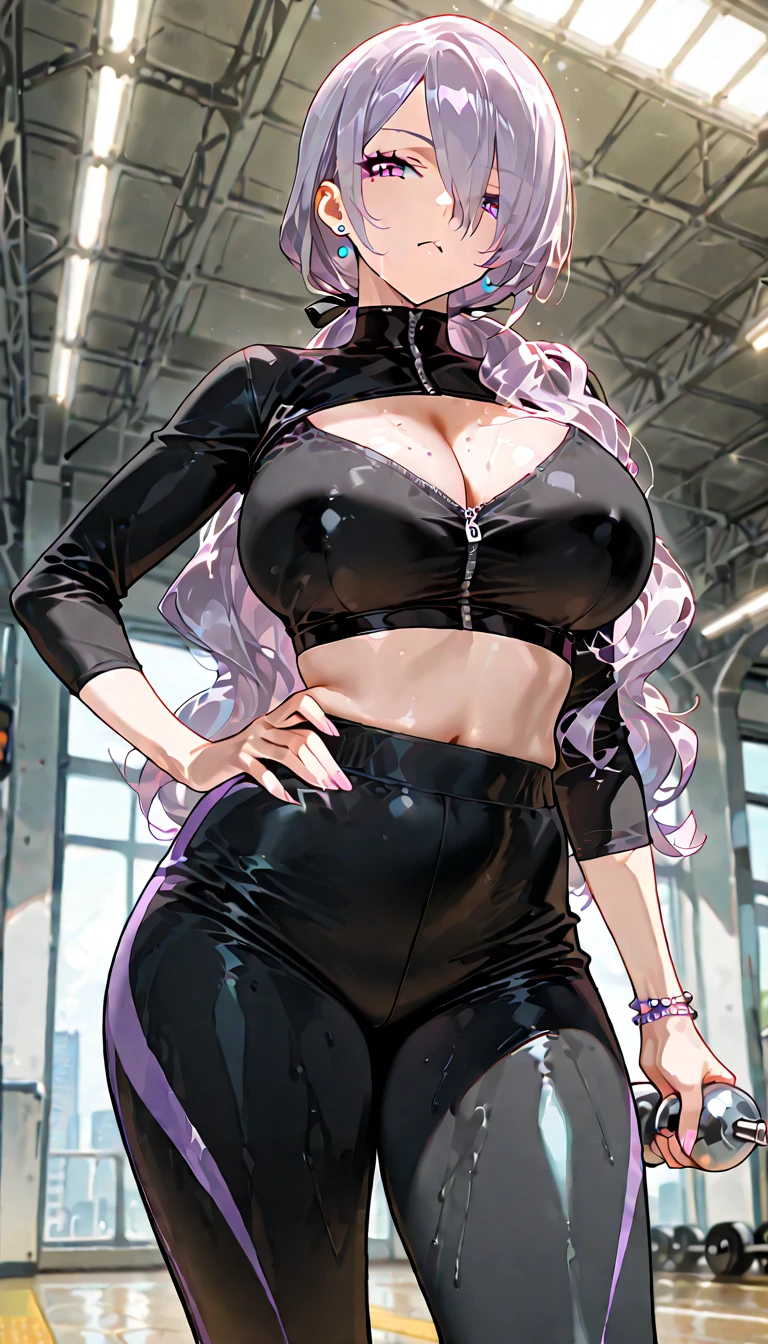 1 girl, 19 years old, Long pink hair, green eyes with slit pupils, master-piece, best quality, (patent leather trousers, sheer silk blouse, streetwear, patent leather high heel boots, cleavage),  (Big , ultra gigantic , Super super big, Glamorous body), Make eye contact with the camera, front figure, looking forward, (light_Smile:1.5), (Detailed hands and fingers:1.2), (FULL BODYSHOT), thighs thighs thighs thighs、beauty legs、Bare legs