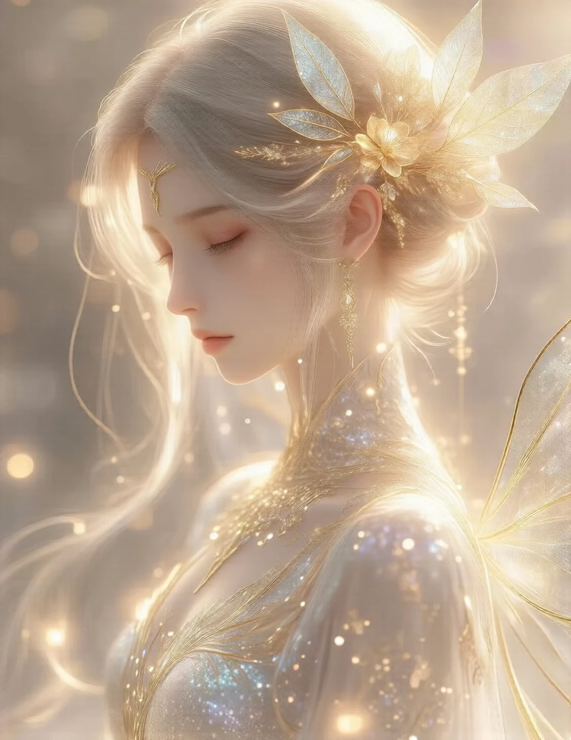 sweet osmanthus，The flowers are petite，dense，The cluster is connected to the cluster，Look from afar，The green leaves seem to be dotted with broken gold，in a sunbeam，Osmanthus tree full of osmanthus flowers，Shimmering with golden light，Particularly dazzling，Exceptionally beautiful，