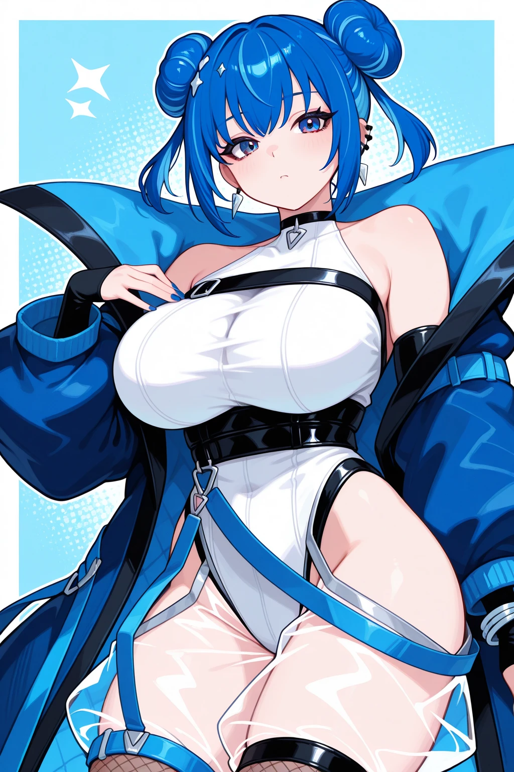 She lowered her waist、She opens her legs and shows off her plump thighs and groin...、Hold up both arms further。

　She exposes her sweaty armpits to me.。