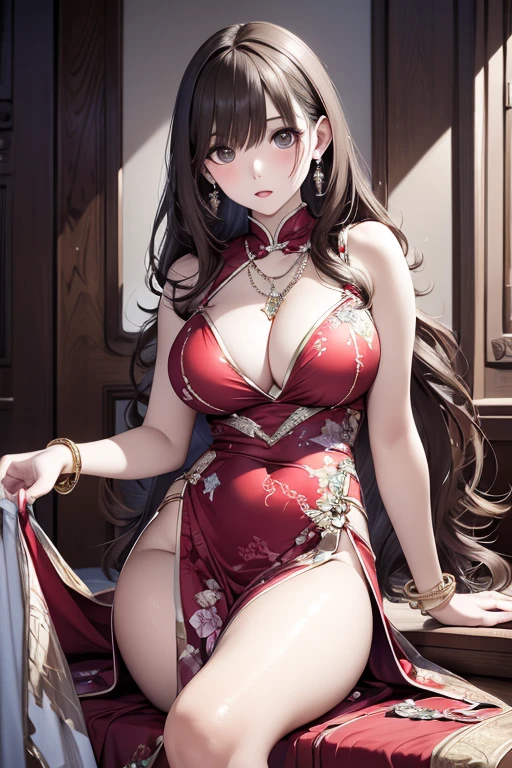 Modern fashion outfit with translucent princess dress,20-year-old female,Slightly mature,ideal partner,Being in love,enchanted,Sexual innuendo,The costumes are beautifully designed,Clothing with multiple layers of transparent construction,Lightly flowy clothing,Super detailed, She has long white curly hair,tempting pose,20 year old girl,light eyes,She has earrings,乳房view, view,背部view,Raised sexy,Curved body,arch downward,((sheer transparent clothes)),((There is a luxurious night view outside the window)),She appeared in the bedroom of a luxury hotel,delicate light blue eyes