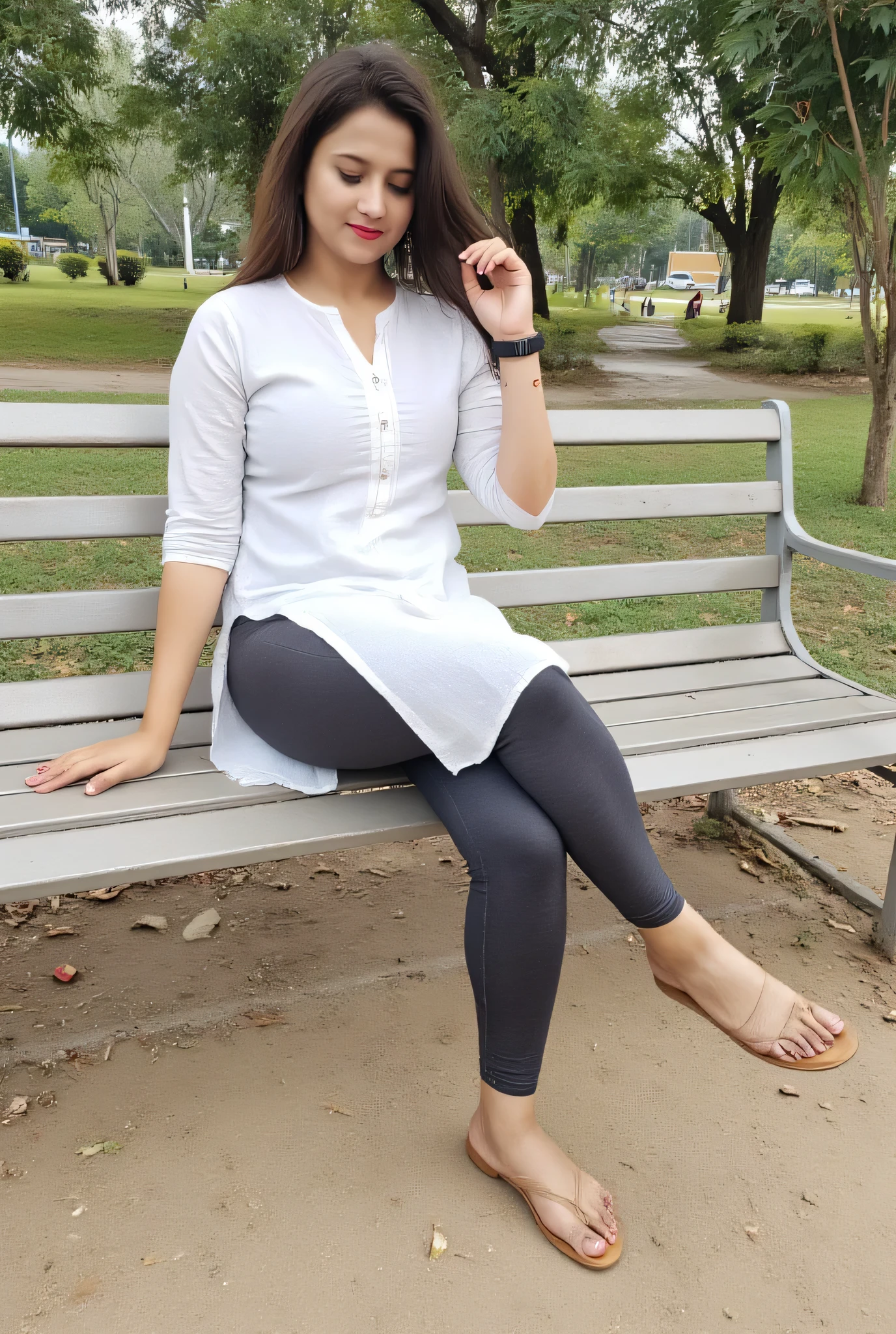 Sofia 23 year old hot sexy girl ,kurti leggings she is enjoying on park ,focus on breast and leggings,big breast size, average body,leggings She lifting up her kurta with her hand and shows off her leggings.. She is leggings feetthe thigh expose pose ,leggings sexy hot structure feet, big breast,side leg feet focus on sexy side posing feet hot pose legging tight,indian hot side pose full image from head to leg Both side cleavage sleeveless white kurta and charcoal grey legging wet tight with panty lines