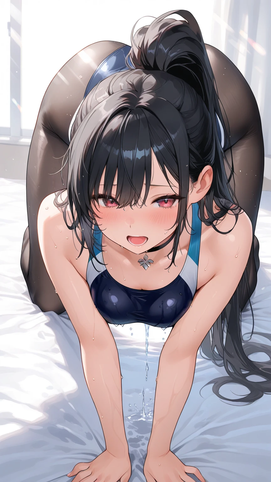 ,(software:1.5), (Gym suit、bloomers)、dark brown wavy long hair、droopy eyes, thick thighs, such an , Liar, bed, open , Dettol, spread your legs, show one's side, down the out、 fluid overflowing、Inserting a thick 、(girl trembling with :1.5)、、 in、Tears are overflowing、glasses、(dynamic pose)、(Moving hard:1.7)、sloppy body