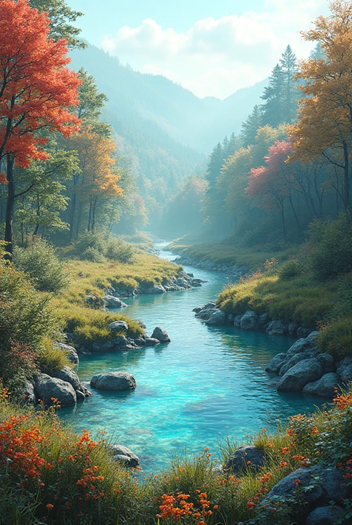 A very large deciduous forest, meadow, natural hot springs with large ...