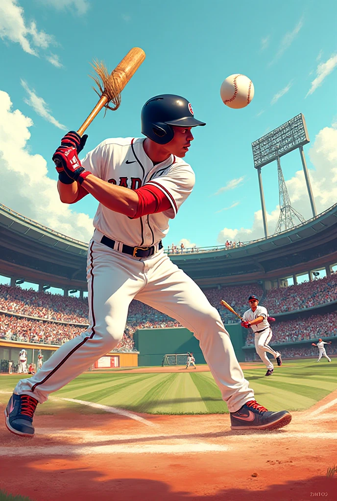 Mookie Betts hitting a home run with a broom stick