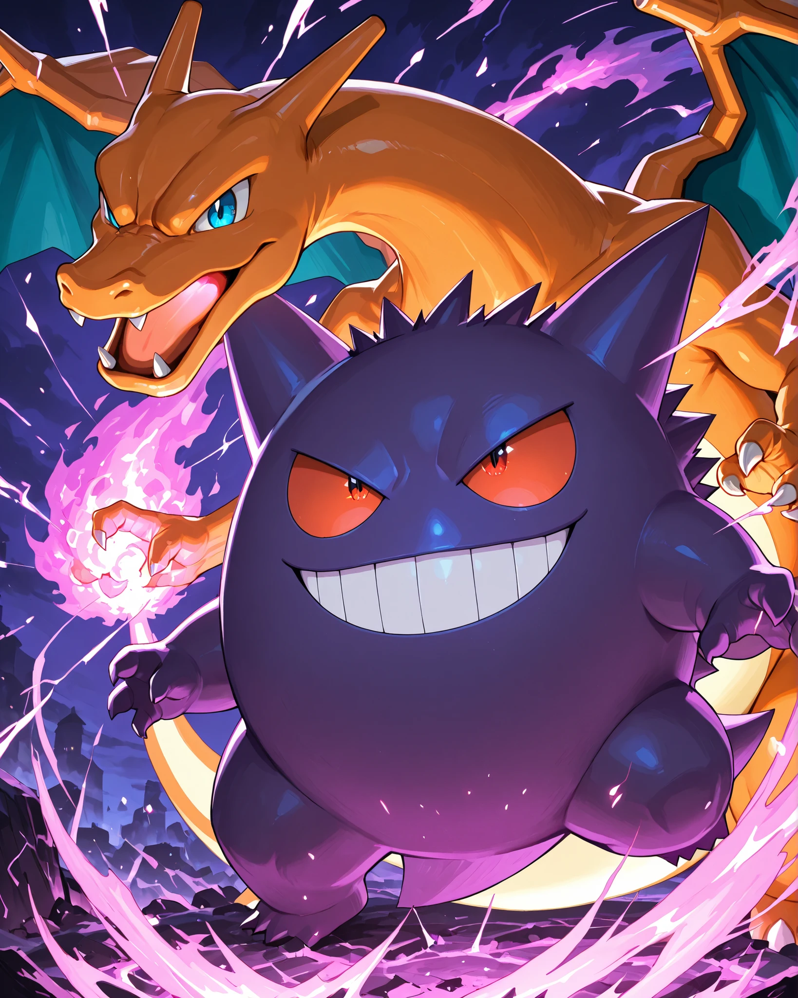 gengar and charizard, We fight our enemies together