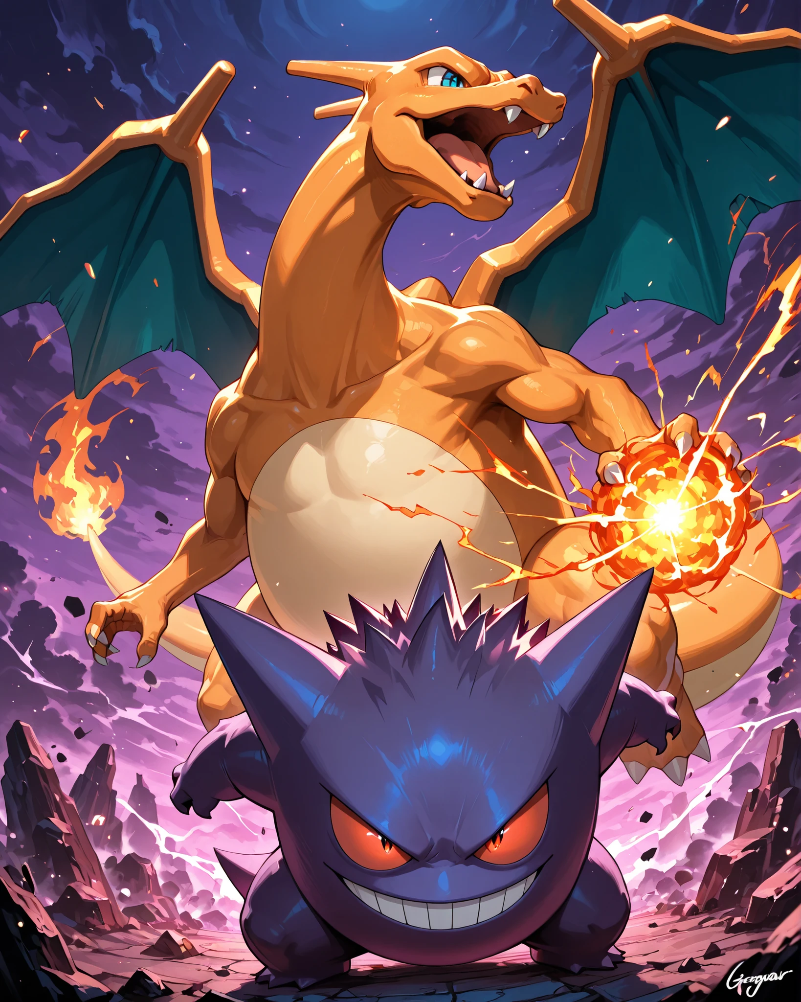 gengar and charizard, We fight our enemies together