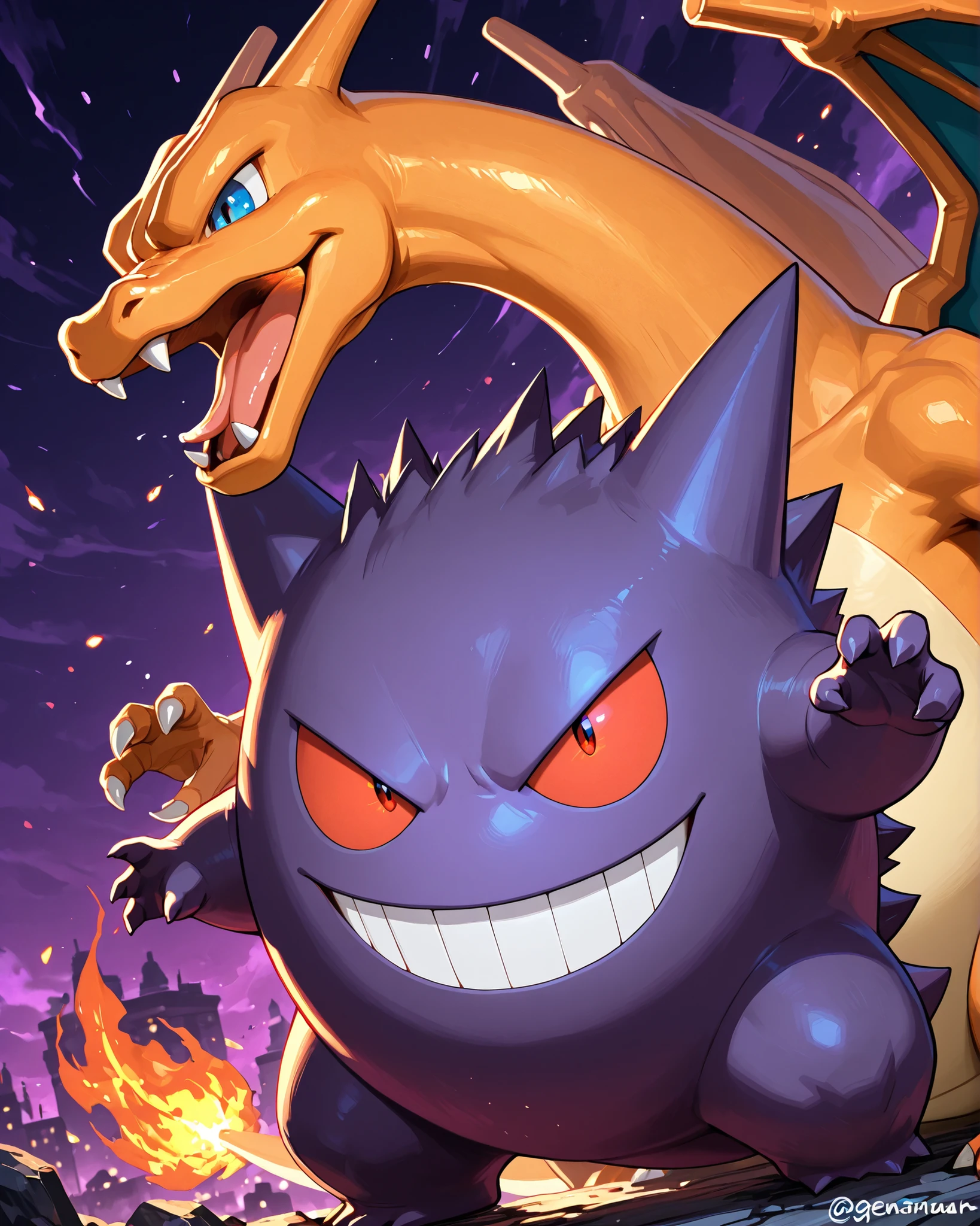 gengar and charizard, We fight our enemies together
