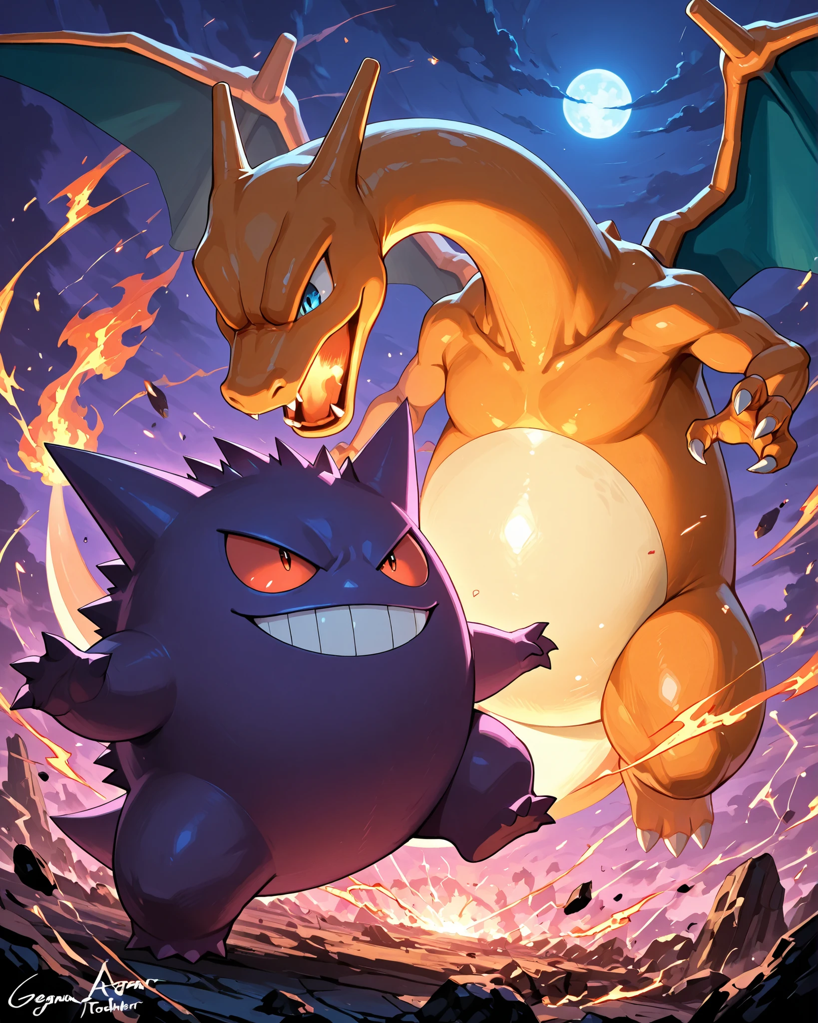 gengar and charizard, We fight our enemies together