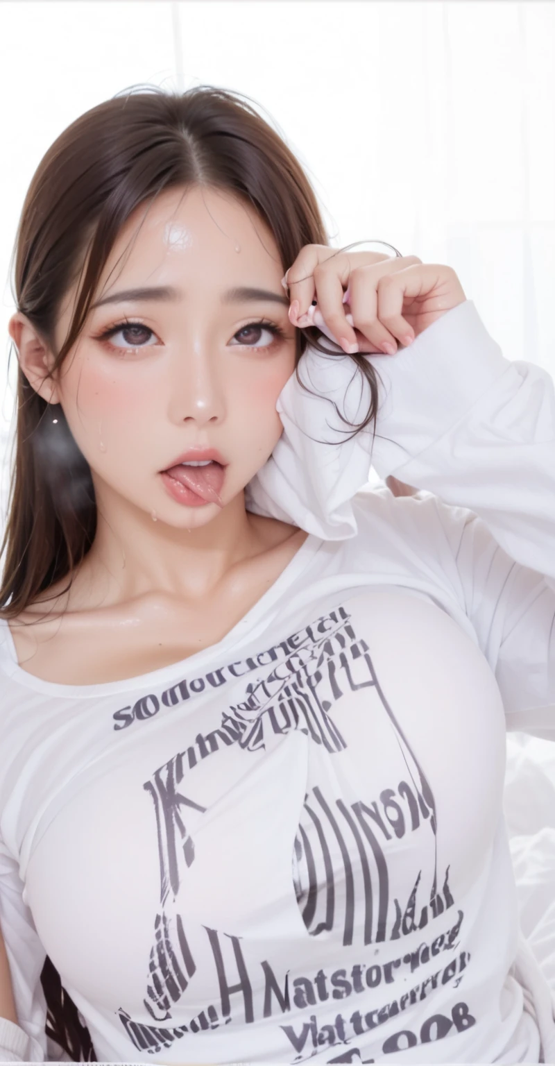 woman, beautiful girl, 、 Baby Face, Realistic skin of the highest quality, Eyes are focused, 20-year-old, Sticking out , Focus on the mouth, Open your mouth, Long , saliva, Open your mouth , You can see inside the mouth, Open your mouth  舌を突き出す, Realistic 