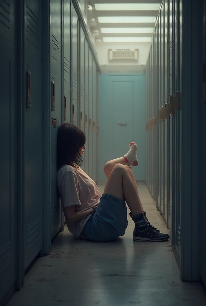 deux femmes brunette ensemble de 18 ans sexy et mince , pink short sleeve hoodie , salle de classe, se touche,position sey,sensuel