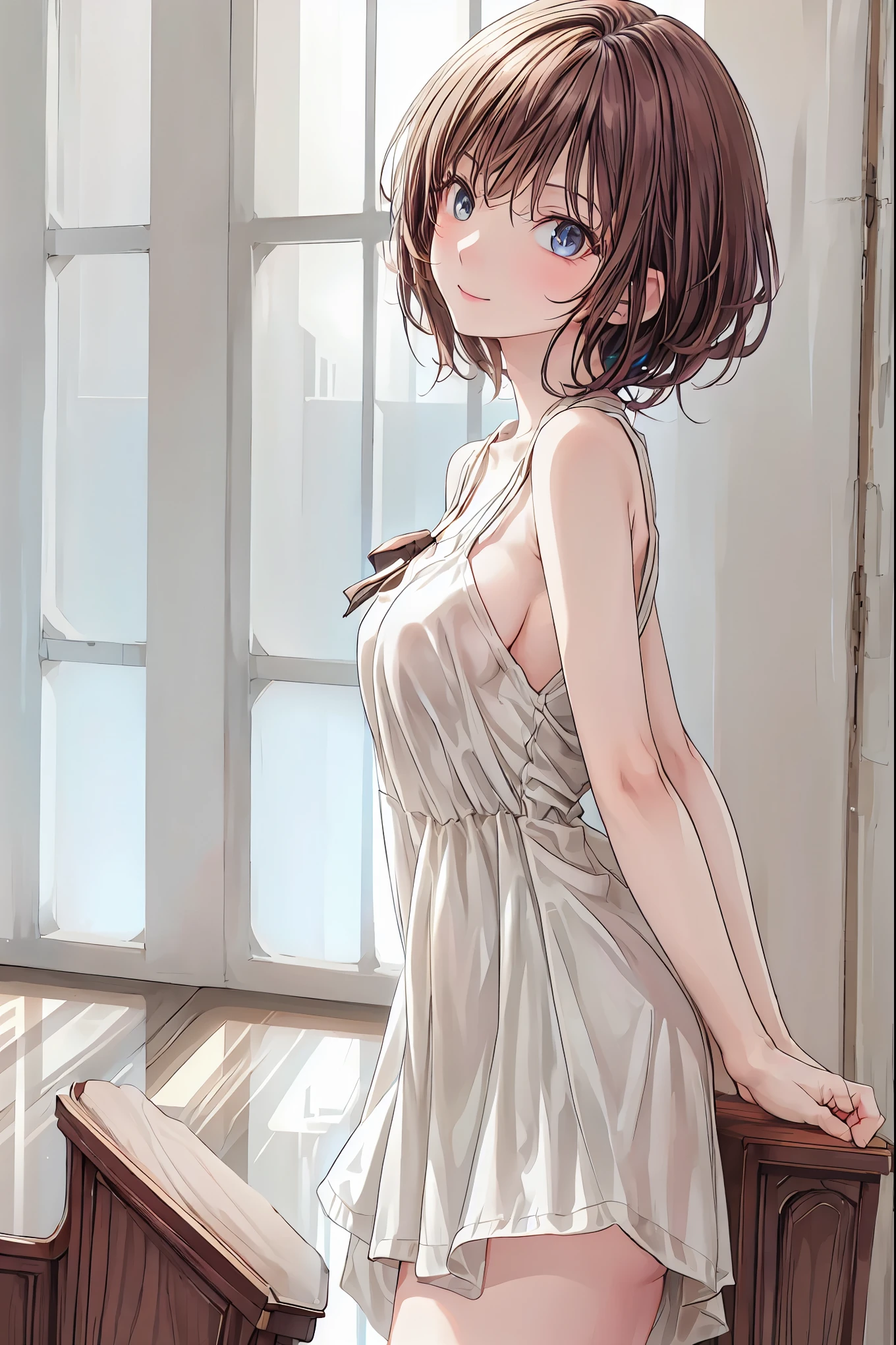 in a high school classroom,Female Teacher with Strict Abstinence,Female Teacher Standing in Front of a Pulpit,the student's back is an adult,Beautiful Legs Glancing at Students,black stockings,selfish body,Cold look,Testing Students' Abstinence,brown hair,shortcut,unkempt hair,Short braided hair,Neat,slender beauty,correct posture,small breasted,Beautiful legs,their enchanting gray-blue eyes shine like stars,Saggy Eyes,Brilliant Colors,beautiful eyes,A delicate smile,Textured Skin,best quality,gentle and beautiful woman,anime style、Mysterious Atmosphere,4K High Resolution,Realistic,portrait,Dark color , bright red ,Eyes That Seem to Be Sucked In,Picturesque,Immersive luster,Photo Real,professional quality