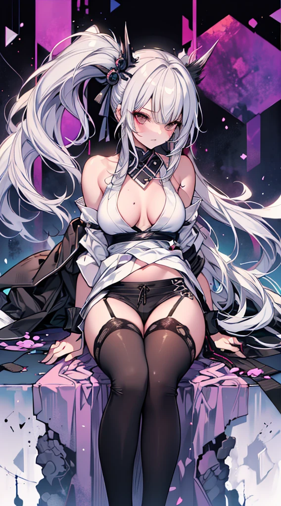 cyber punk perssonage，female pervert，White hair