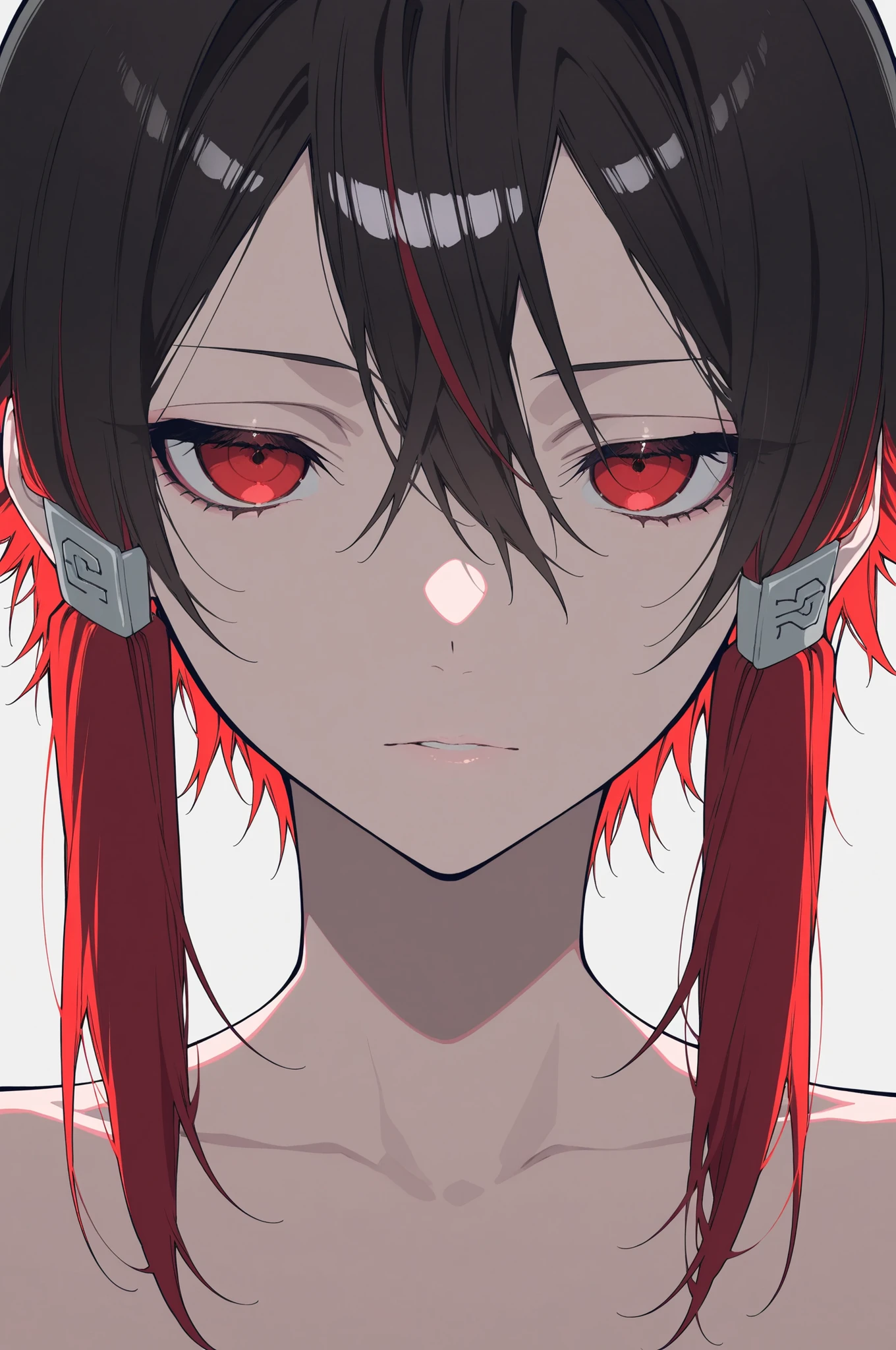 (Peça de Musterpiece), (best qualityer), (punctuation_9, punctuation_8_High above, punctuation_7_High above), offcial art, absurderes, high resolution, ultra detali, waifu2x, Collection: slice of life, eyes very detailed, expressive eyes, face perfect, very highly detailed face, high-detailed face, beautiful girl, 8k, (white background), intense dark shade, ultra-high resolution, film lighting, (Cor Fuji: 1.2) portraite, (clear line illustration:1.2), very high resolution, very aesthetic, sHigh aboveer detailed skin, Best  lighting developed by famous artist, 8k, pretty photo, beauty illustration, pPanasoshop_(average), (Detailed lighting), best anime 8k wallpaper,
1 girl, vtuber style, cool girl, long hair, Bblack hair, small red horns, Eyes red, hair between the eyes, sharp looking eyes, t - shirt, clothes lift, smallbreast, below the , cropped shoulders, Abs on display, sweating, sweat, body soaking wet, hair wet, Panas,  arms, one eye closing, blush, (High aboveper body), from low,