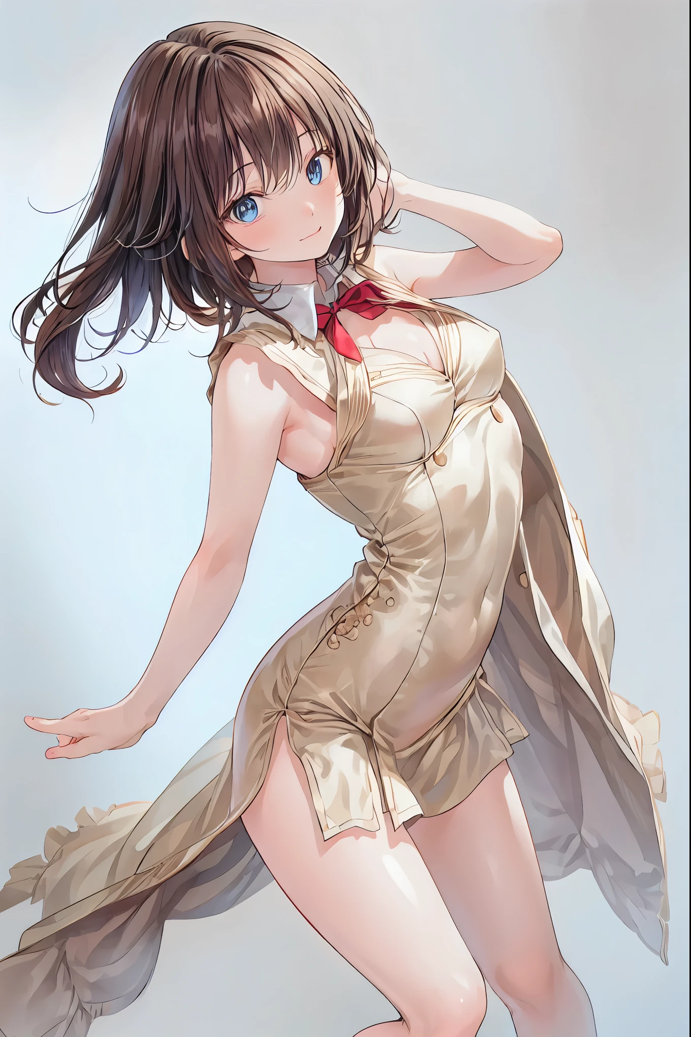 in a high school classroom, Female Teacher,(((教壇の前に立つ Female Teacher))),the student's back is an adult,Beautiful Legs Glancing at Students,(((black stockings))),Cold look,Testing Students' Abstinence,brown hair,Whiteboard in the background,shortcut,unkempt hair,Short braided hair,Neat,slender beauty,correct posture,small breasted,Beautiful legs,their enchanting gray-blue eyes shine like stars,Saggy Eyes,Brilliant Colors,beautiful eyes,A delicate smile,Textured Skin,best quality,gentle and beautiful woman,anime style、Mysterious Atmosphere,4K High Resolution,Realistic,portrait,Dark color , bright red ,Eyes That Seem to Be Sucked In,Picturesque,Immersive luster,Photo Real,professional quality